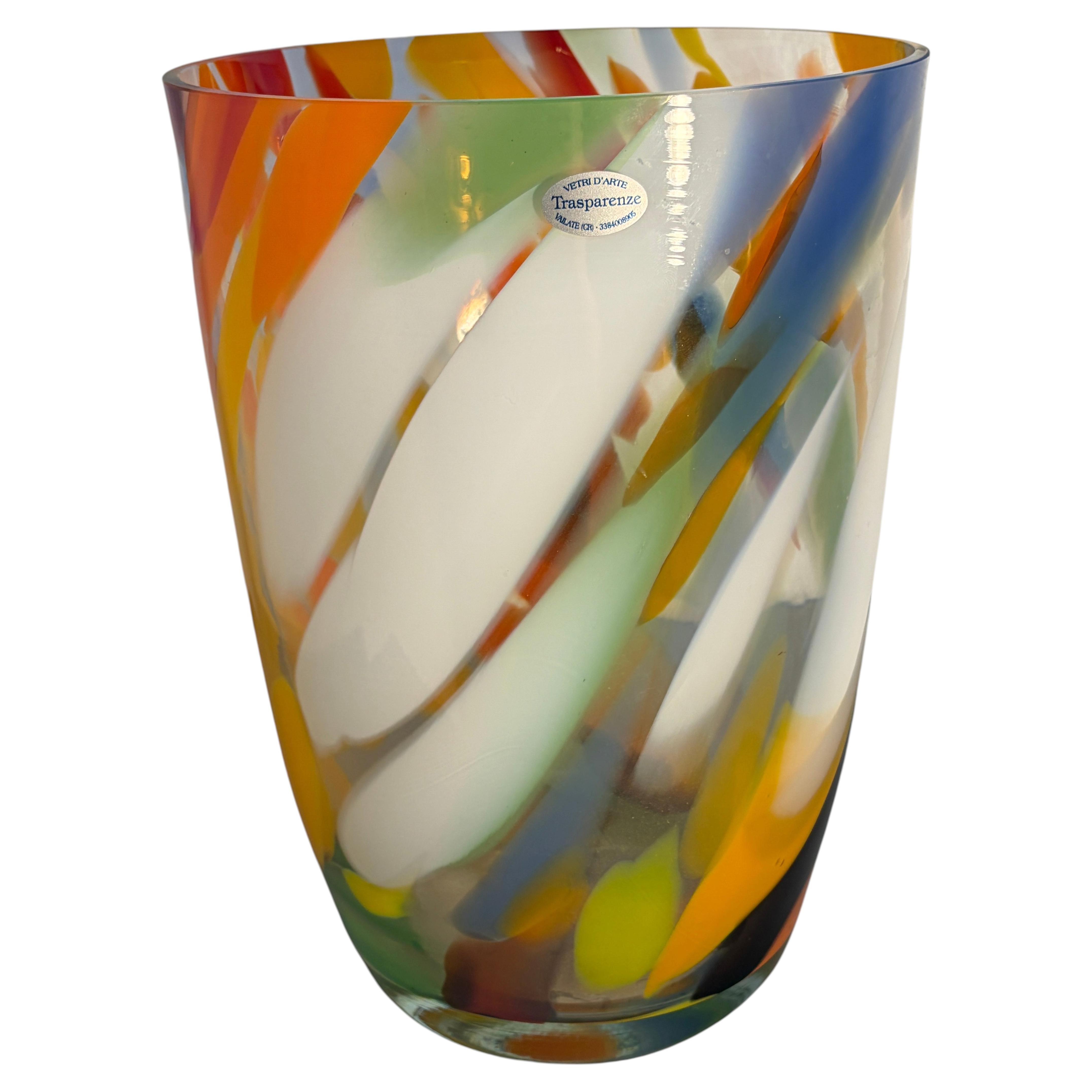 "Trasparenze" artistic glass vase by Vetrid’Arte, with multicolored decoration