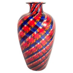 Vase en verre de Murano avec technique de fabrication « a canne » multicolore, années 70