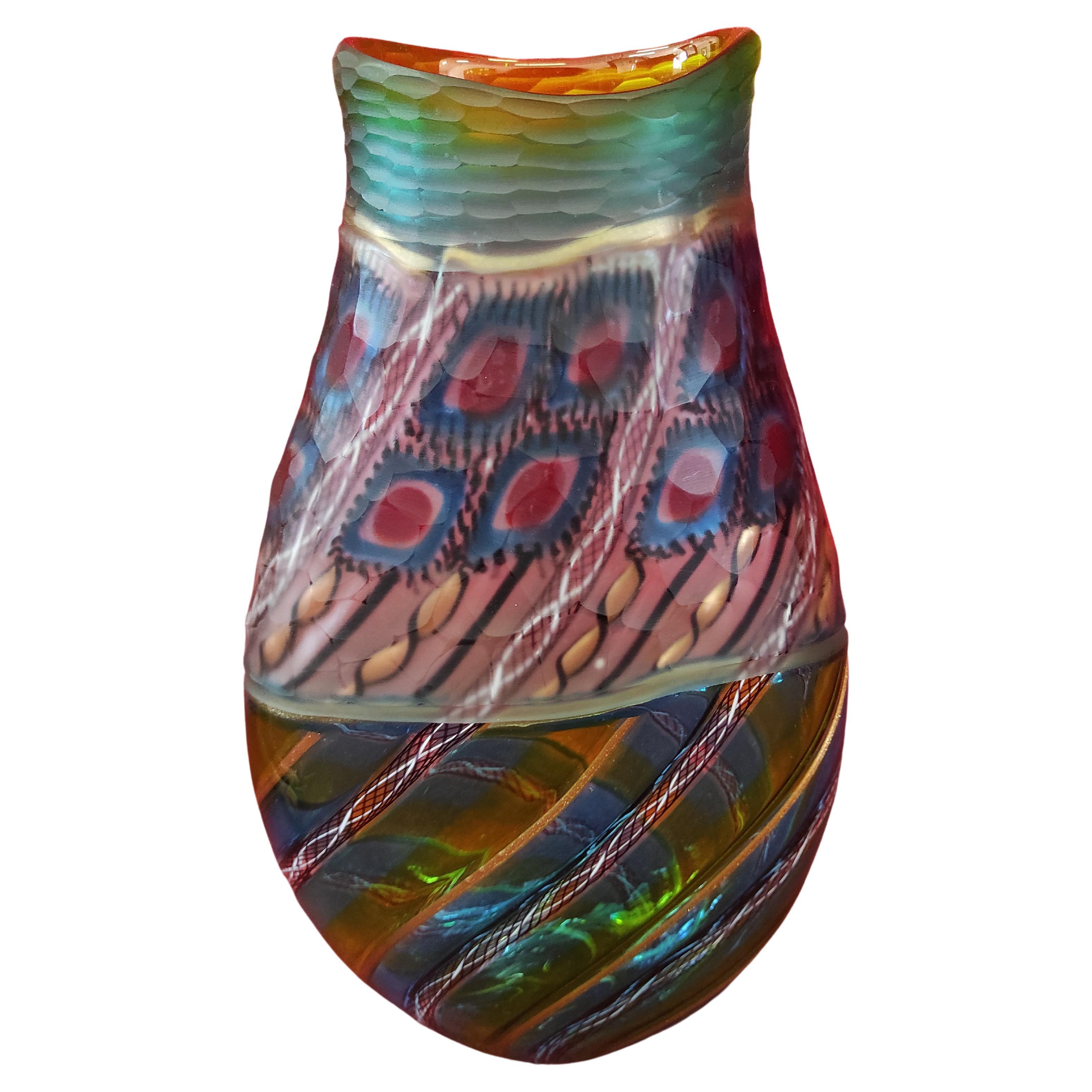 Vaso in Vetro Di Murano Con Murrine For Sale