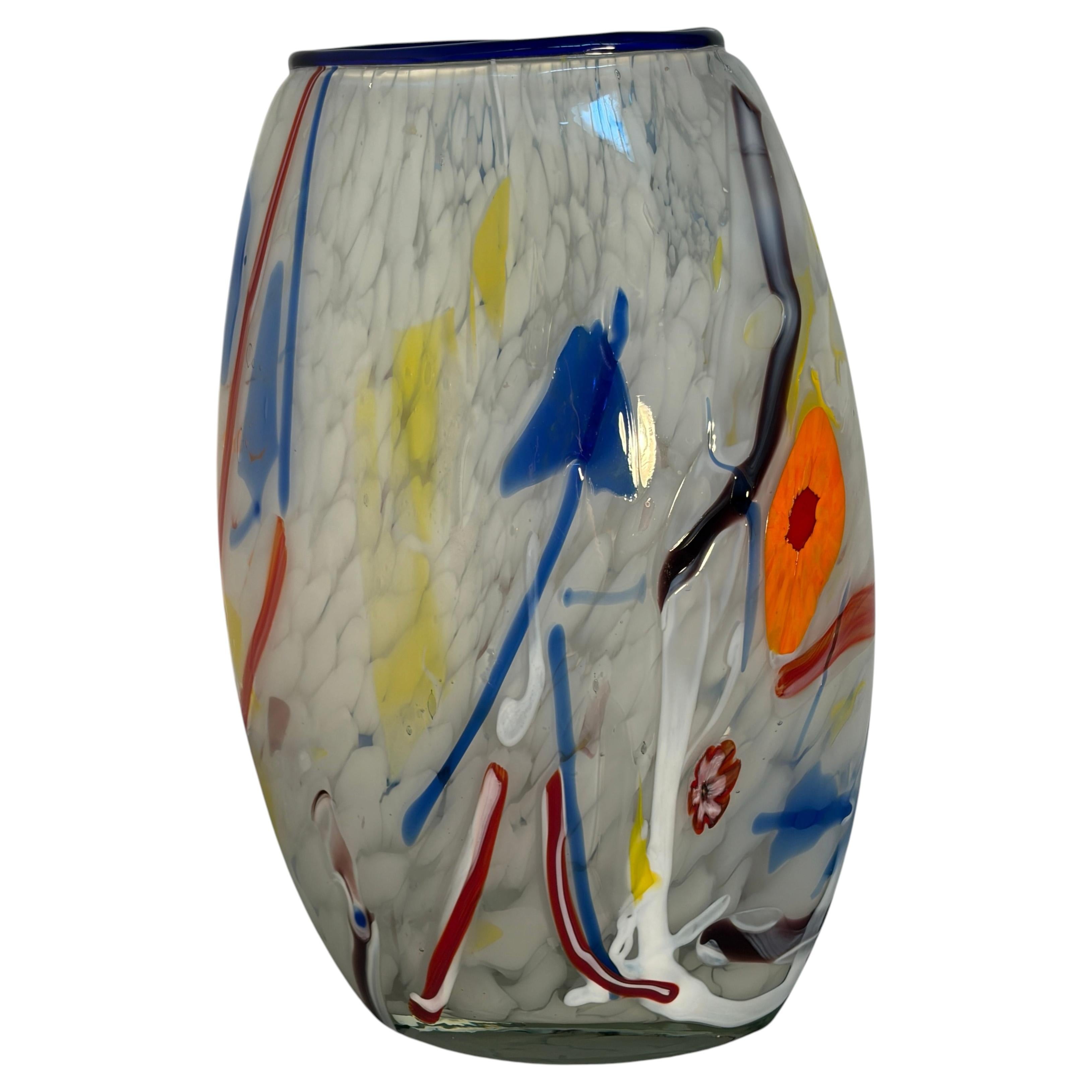 Jarrón de cristal de Murano de los hermanos Toso, con etiqueta