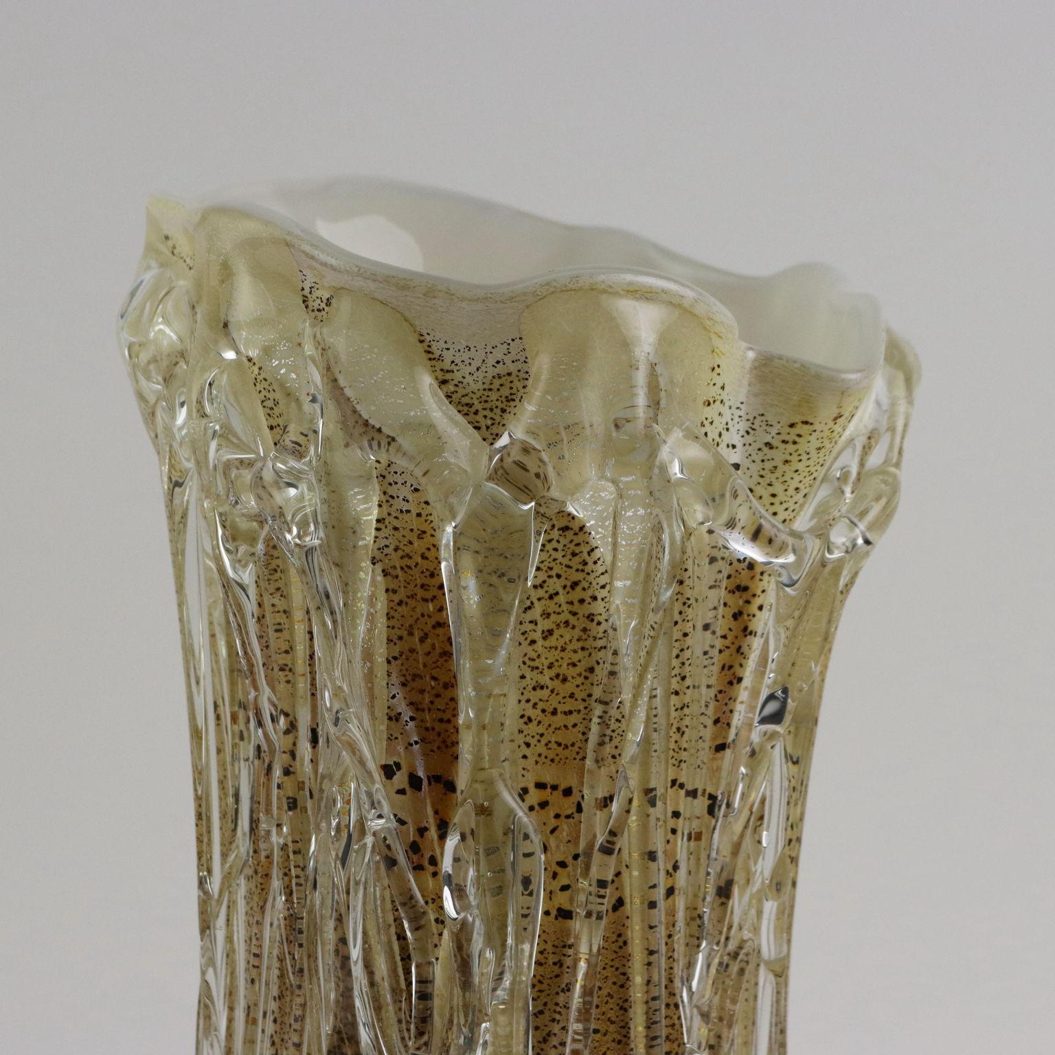 Moderno Vaso in Vetro di Murano Enrico Cammozzo Italia Anni '80 '90 in vendita