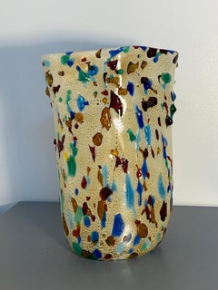 Murano glass vase by Enrico Cammozzo, with multicolored decoration