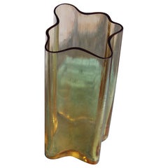 Corrugated Murano Glass Vase Colored Yellow 1960