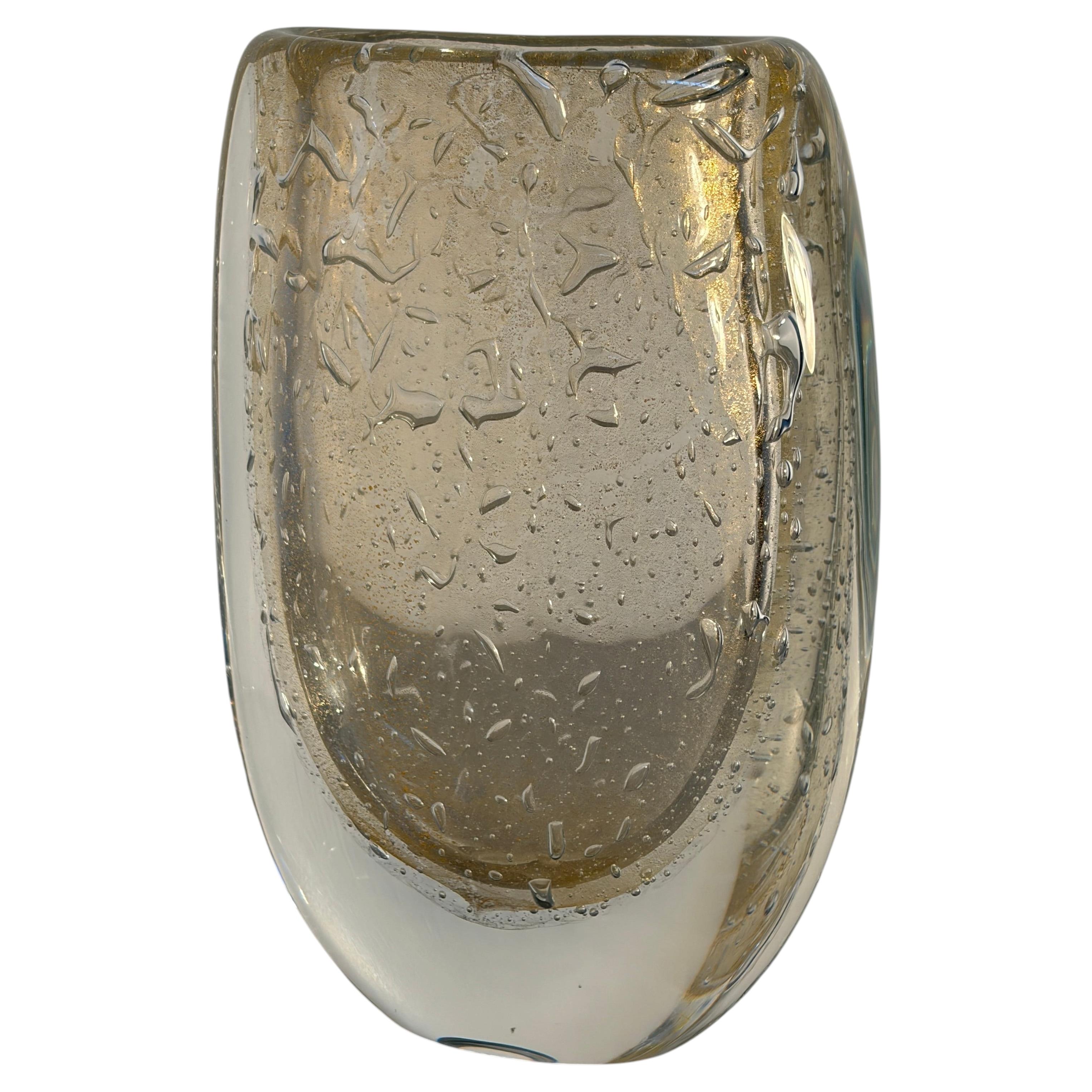 Hand-blown Murano glass vase with a submerged design, signed by Mian Giuliano, Murano