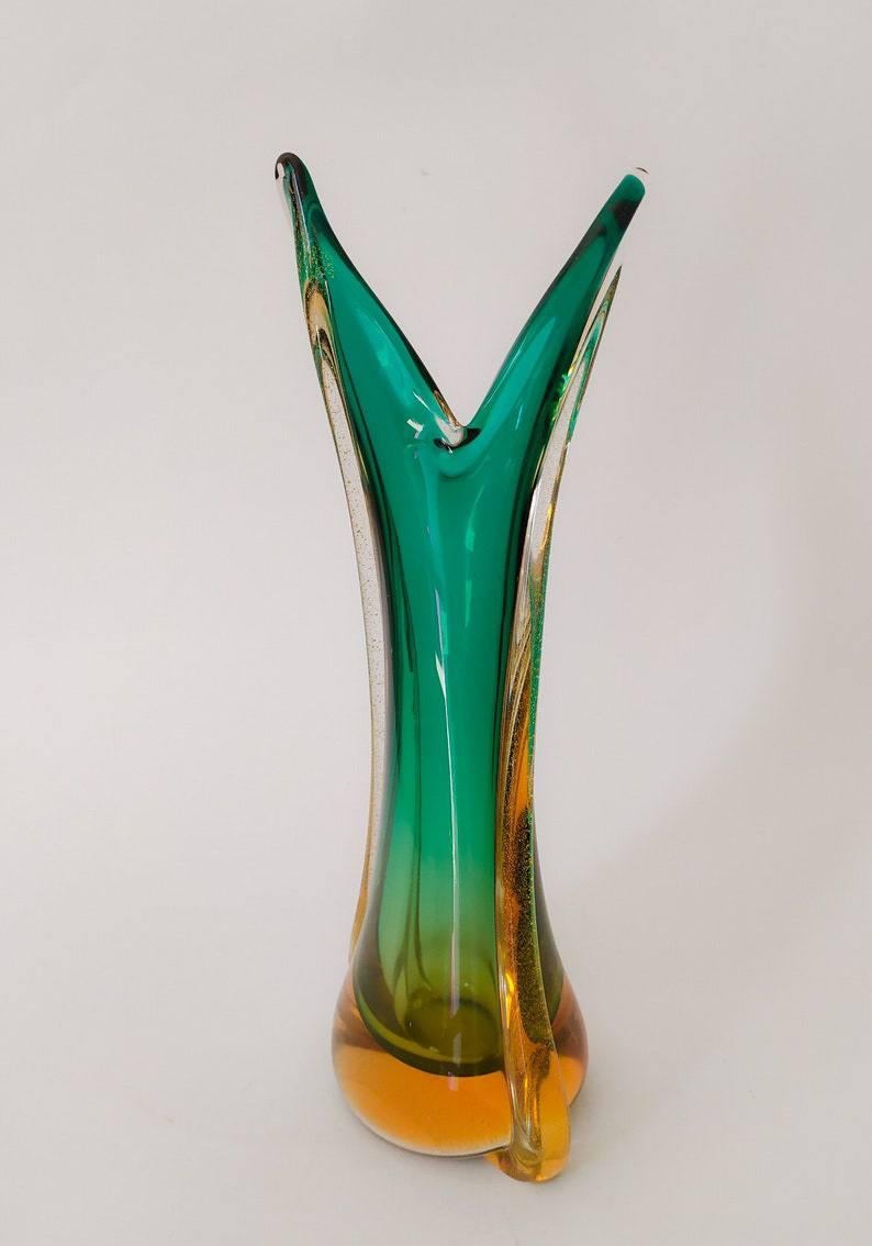 Mid-Century moderno Vaso in vetro di Murano sommerso di Flavio Poli per Seguso, anni '50 in vendita