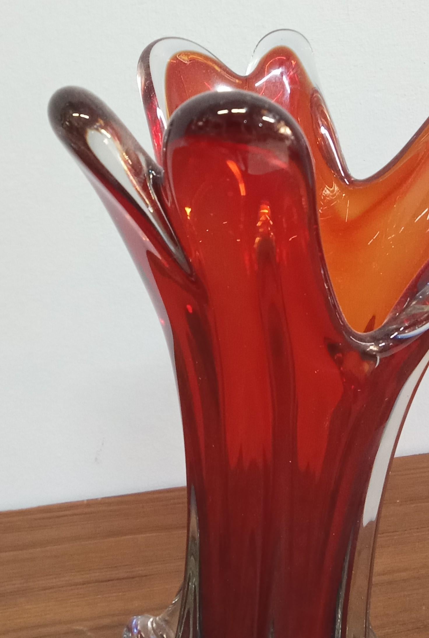 Mid-20th Century Submerged Murano glass vase, Flavio Poli For Sale