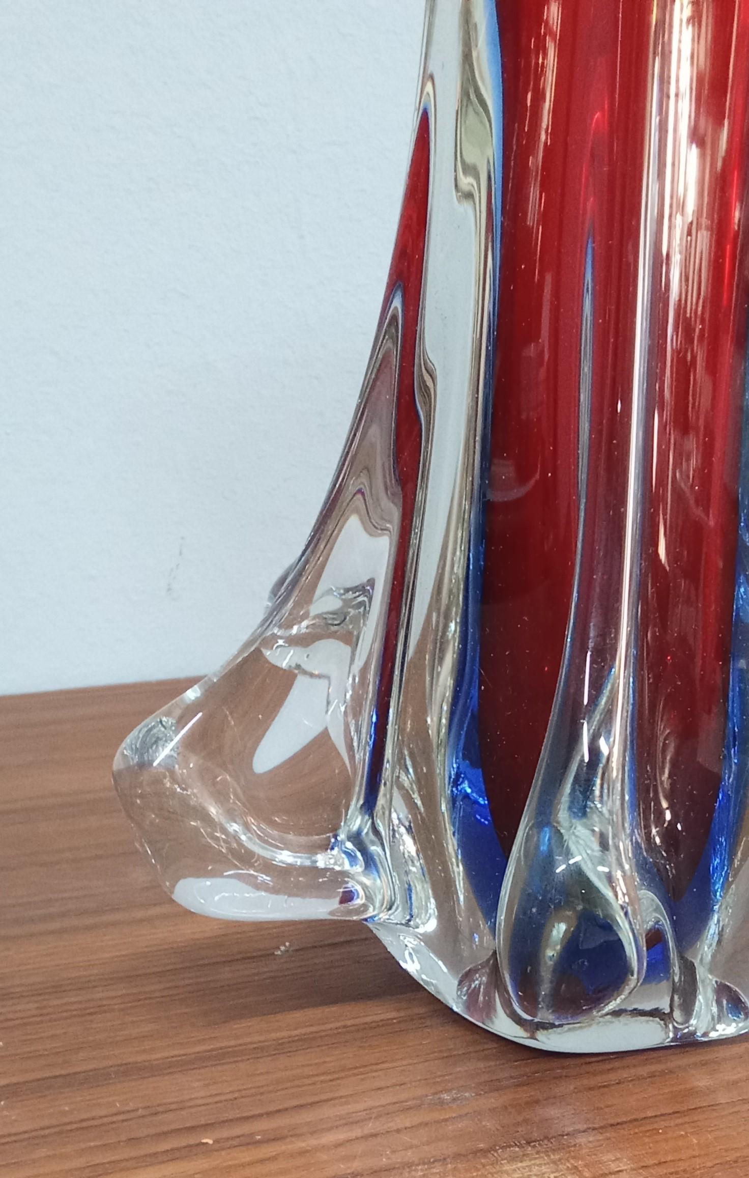 Murano Glass Submerged Murano glass vase, Flavio Poli For Sale