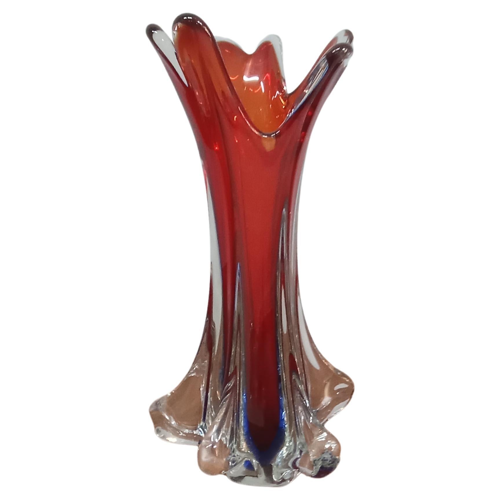 Submerged Murano glass vase, Flavio Poli For Sale