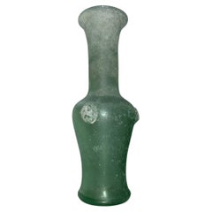 Vase Seguso en verre de Murano vert avec corrosion irisée pour Cenadese