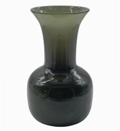 Vase en verre de Murano vert pétrole, Italie, années 1980