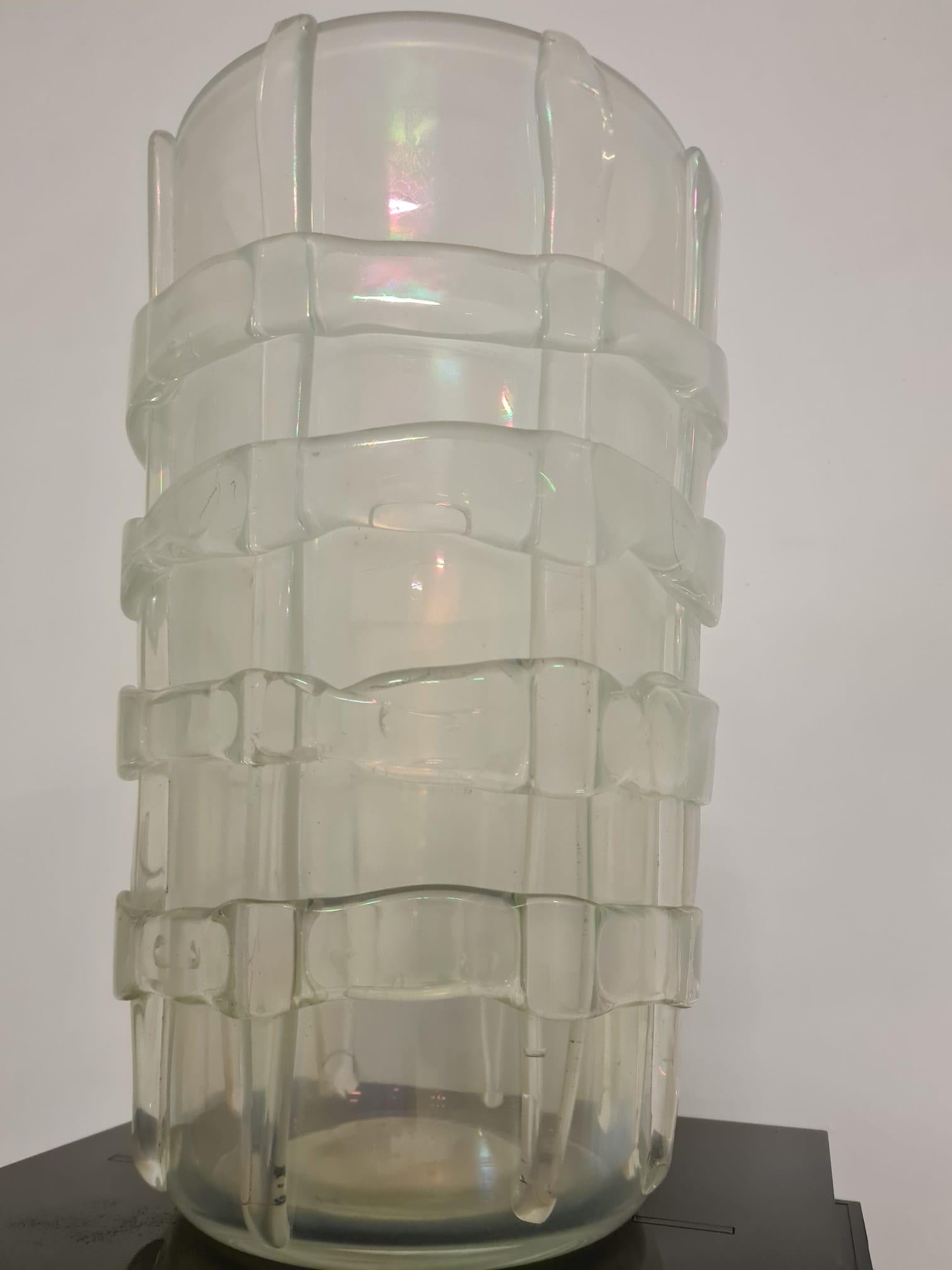 Jarrón de cristal iridiscente con aplicaciones de ercole Barovier para Ferro, Toso & Baro en venta 11