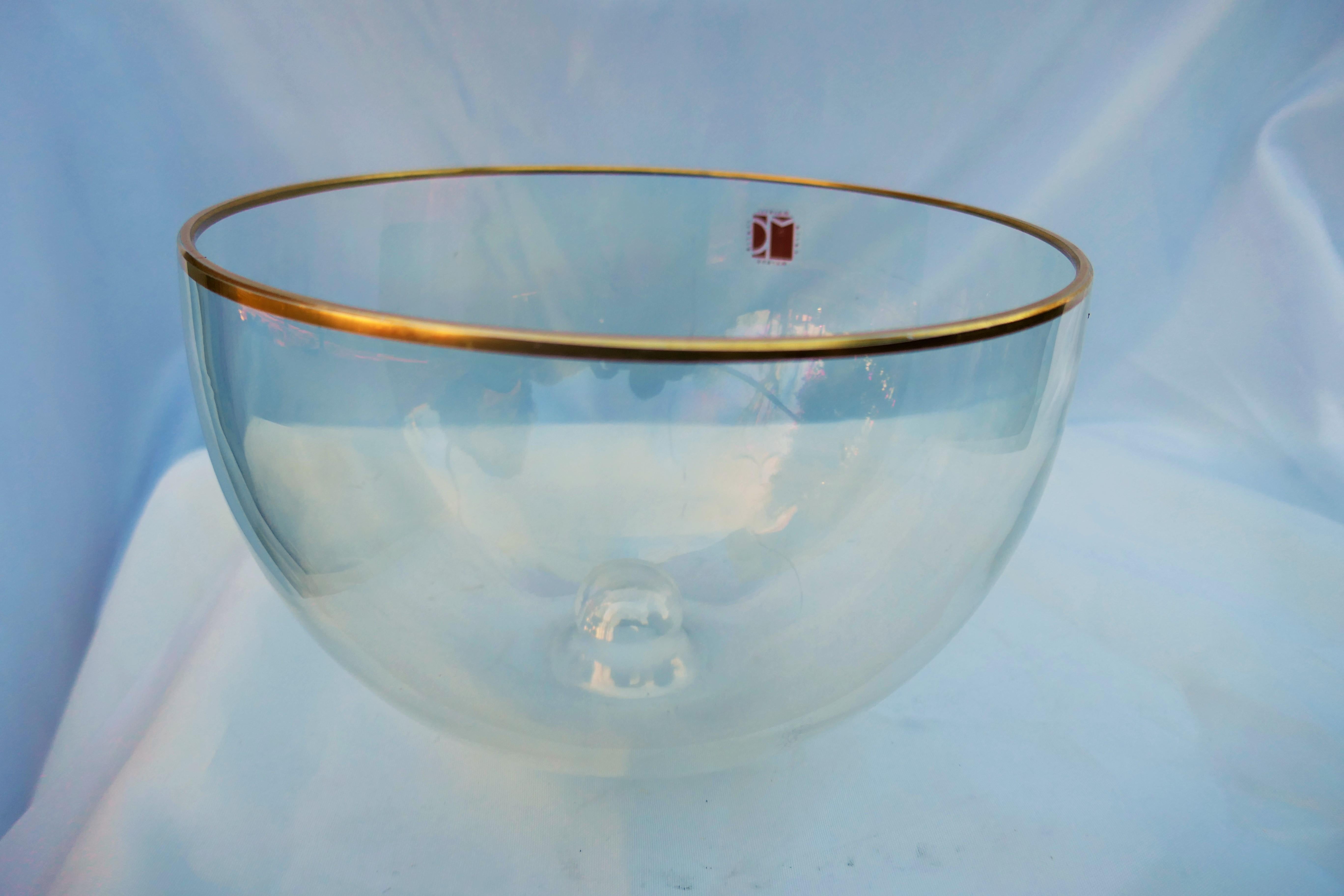 Mid-Century Modern Vaso in vetro iridiscente con bordo in oro  produzione Carlo Moretti For Sale