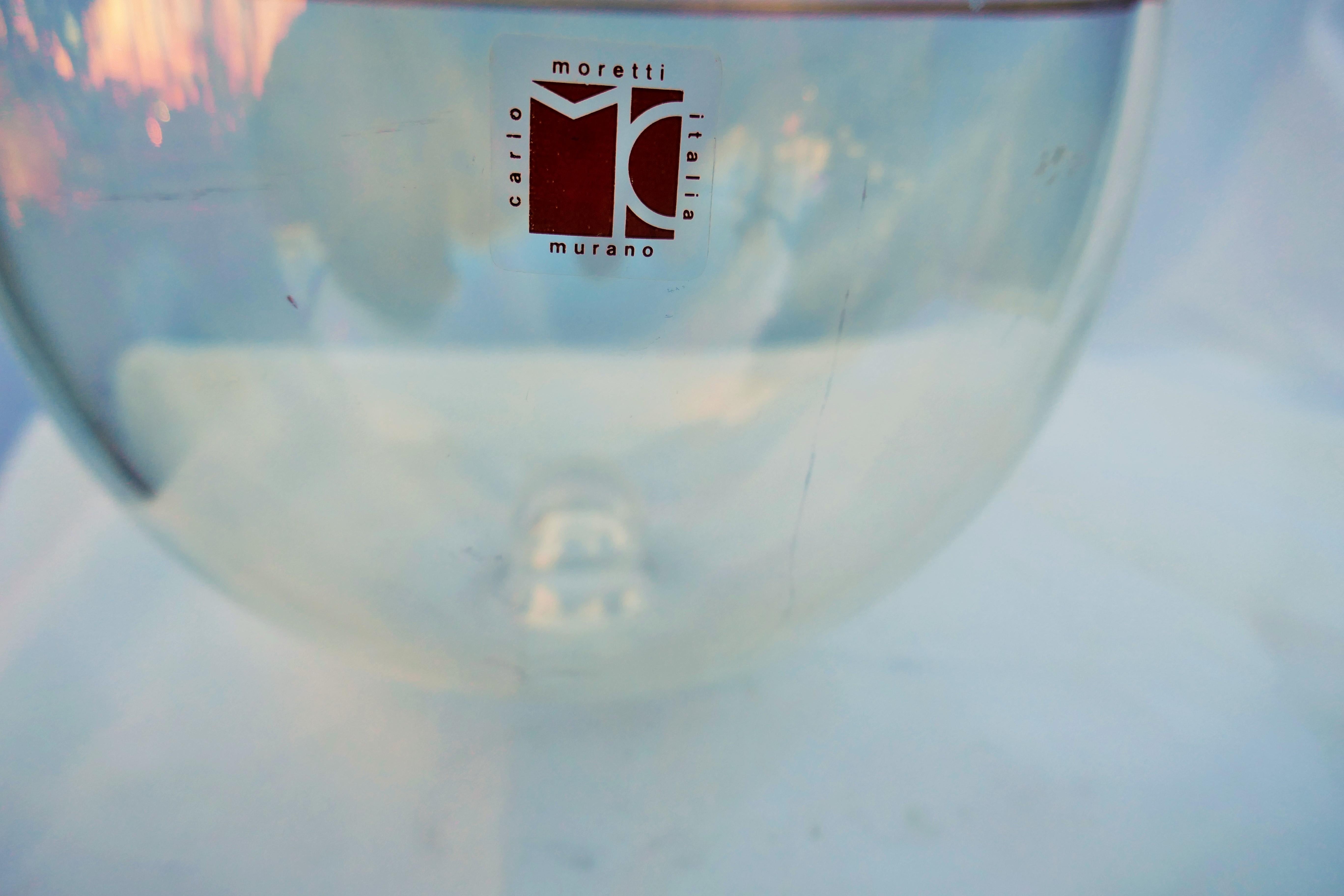 Vaso in vetro iridiscente con bordo in oro  produzione Carlo Moretti In Good Condition For Sale In Lugo, IT