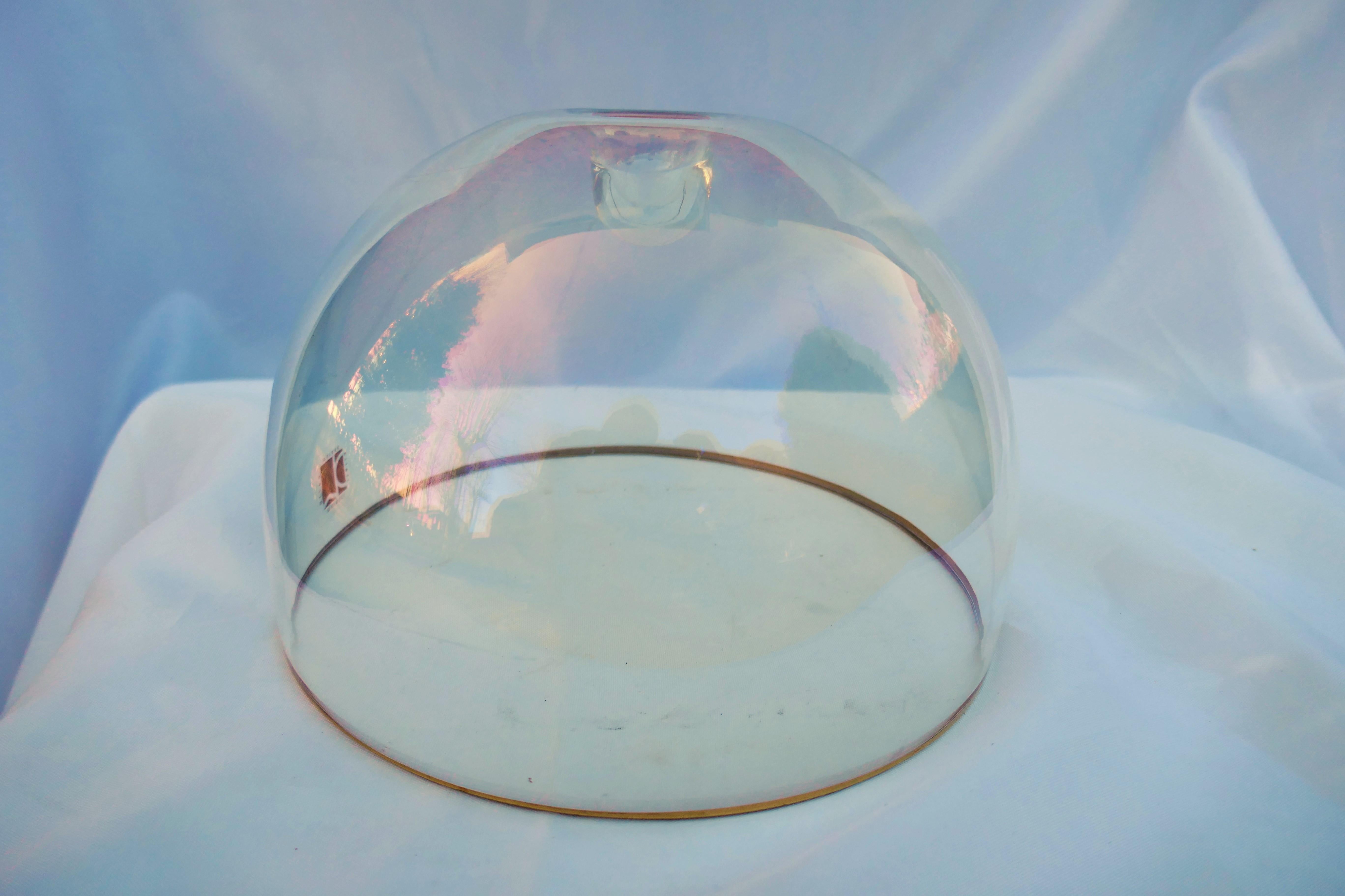 Vaso in vetro iridiscente con bordo in oro  produzione Carlo Moretti For Sale 2