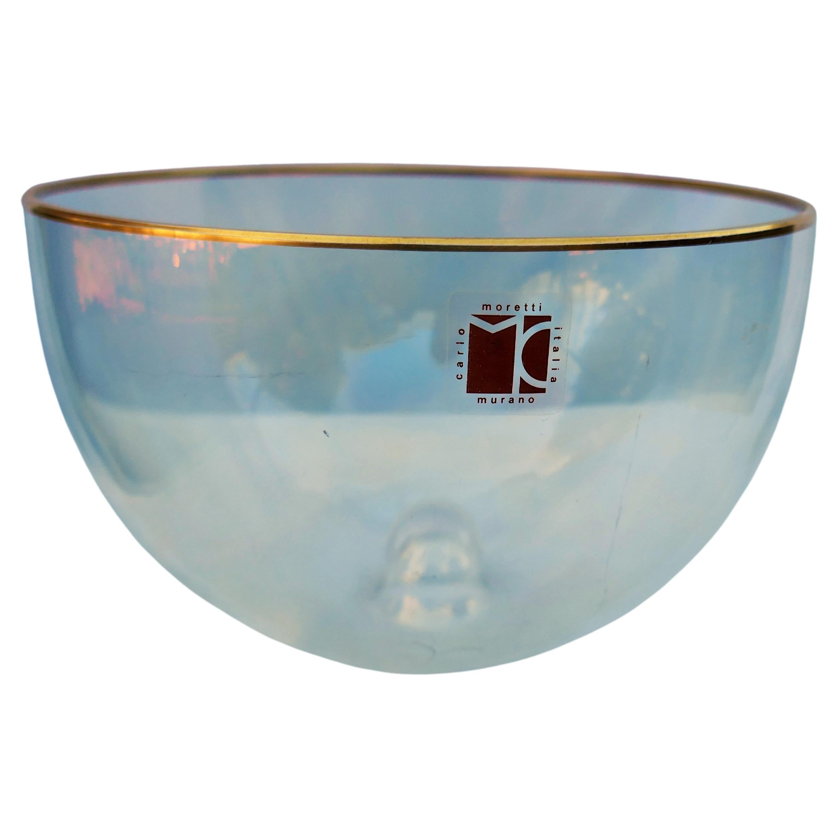Vaso in vetro iridiscente con bordo in oro  produzione Carlo Moretti