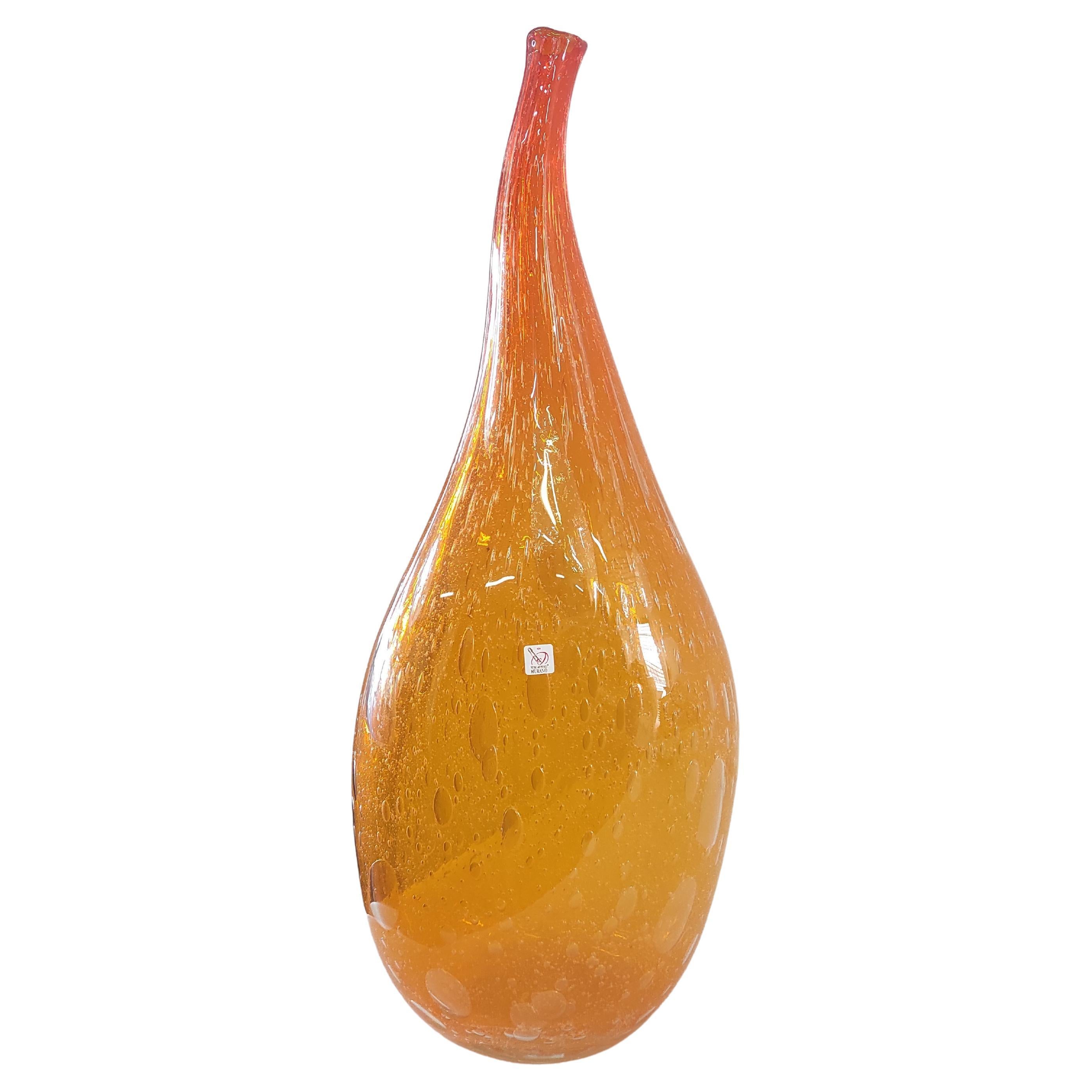 Orange "pulegoso" glass vase 