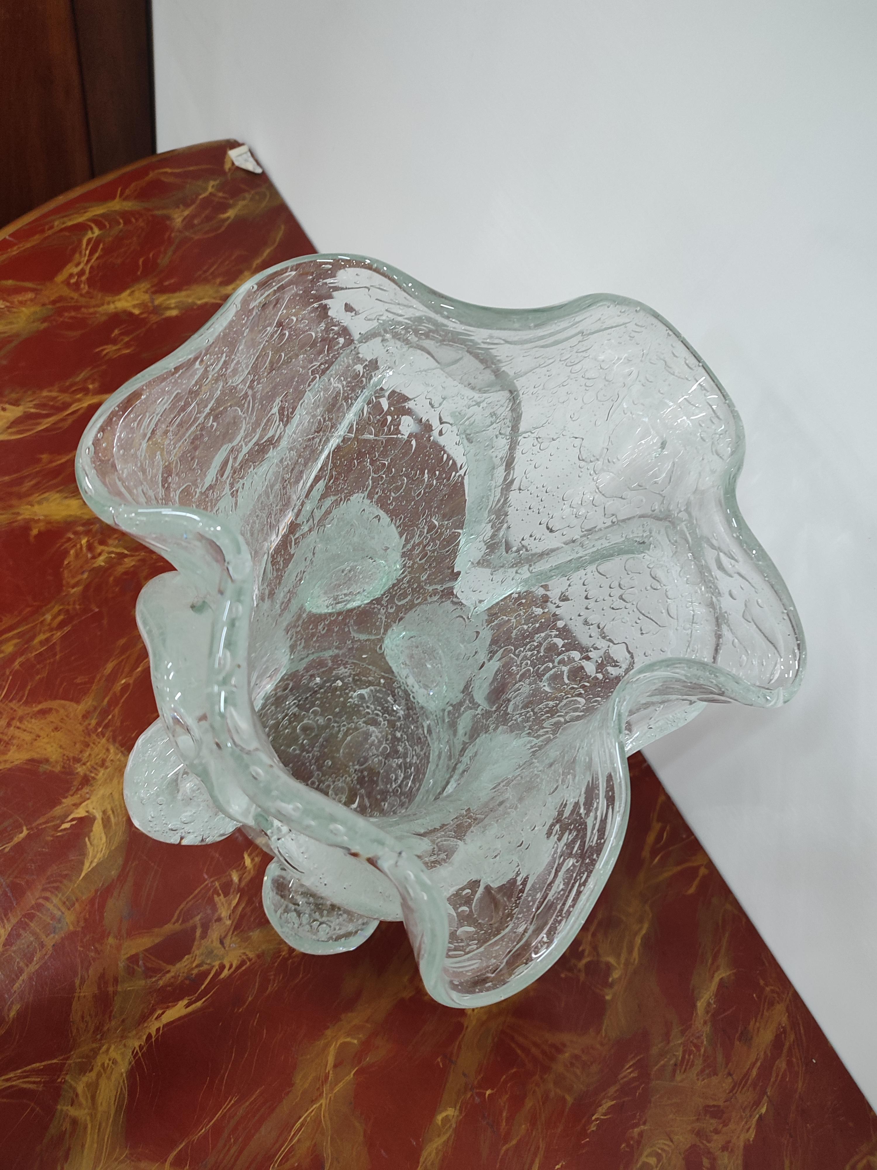 Murano blown glass vase pulegoso master Sergio Costantini