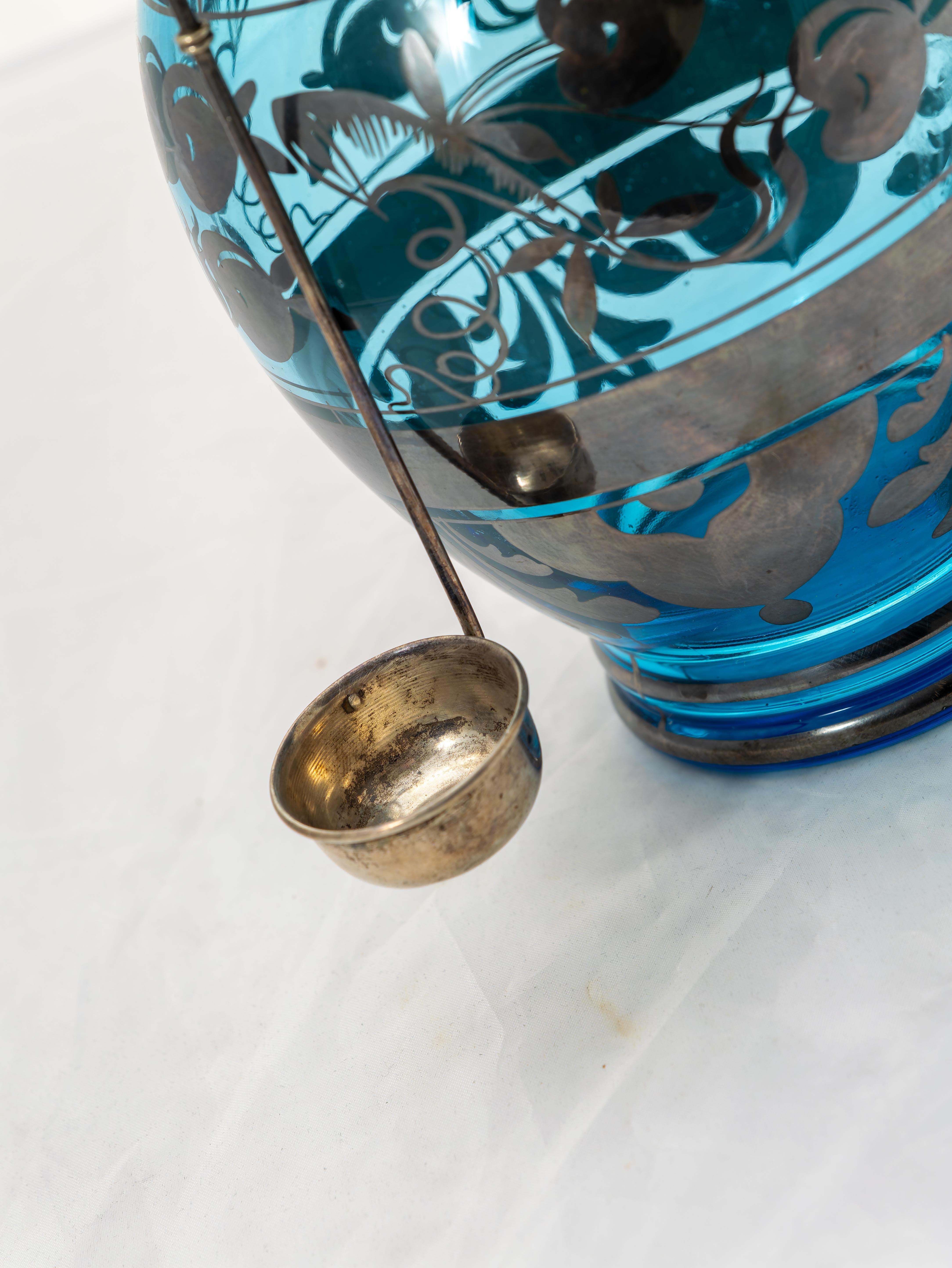 Italian Vaso in vetro rilegato argento per ciliegie / sciroppate, Anni '20 in vendita