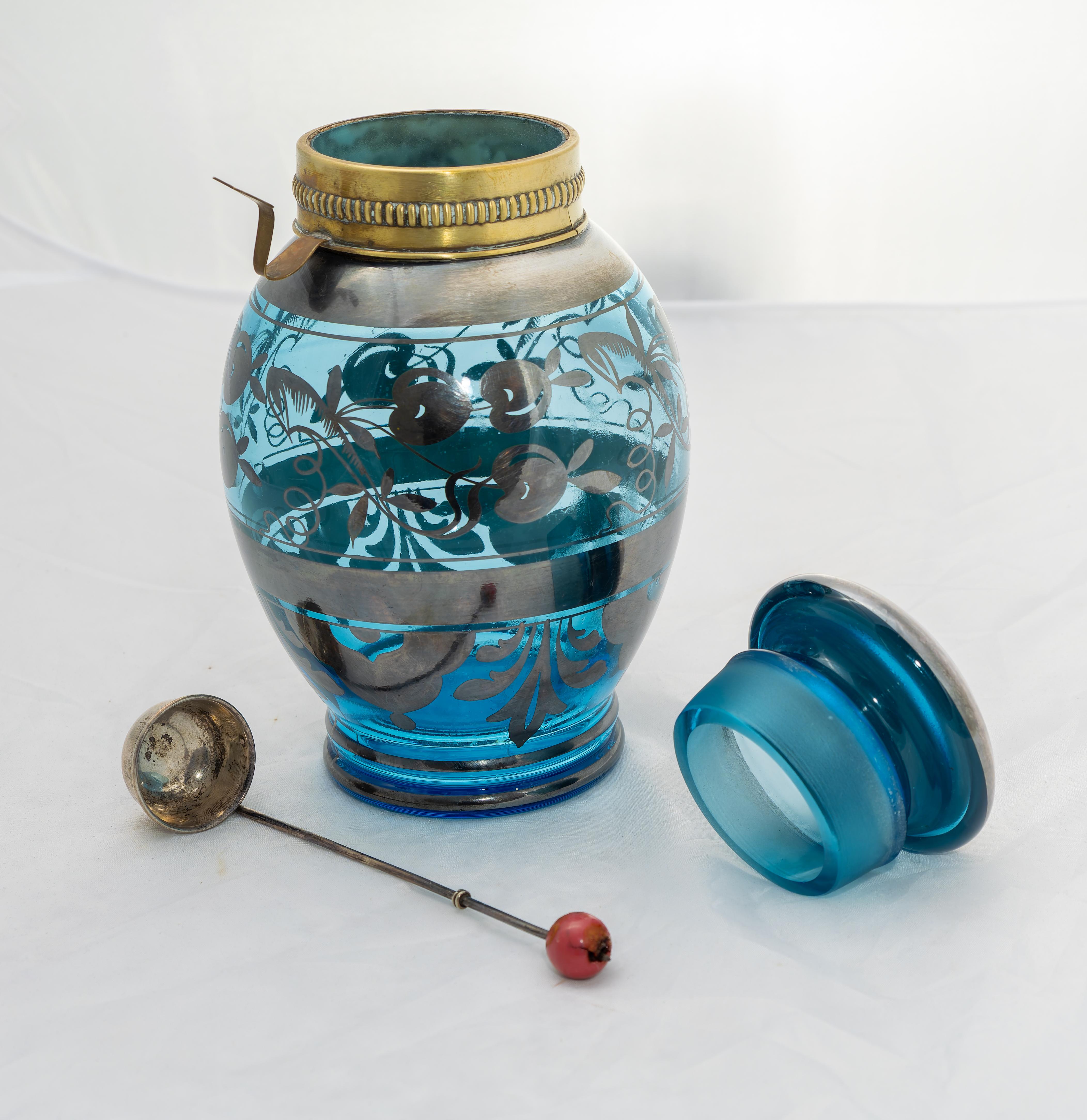 Early 20th Century Vaso in vetro rilegato argento per ciliegie / sciroppate, Anni '20 in vendita