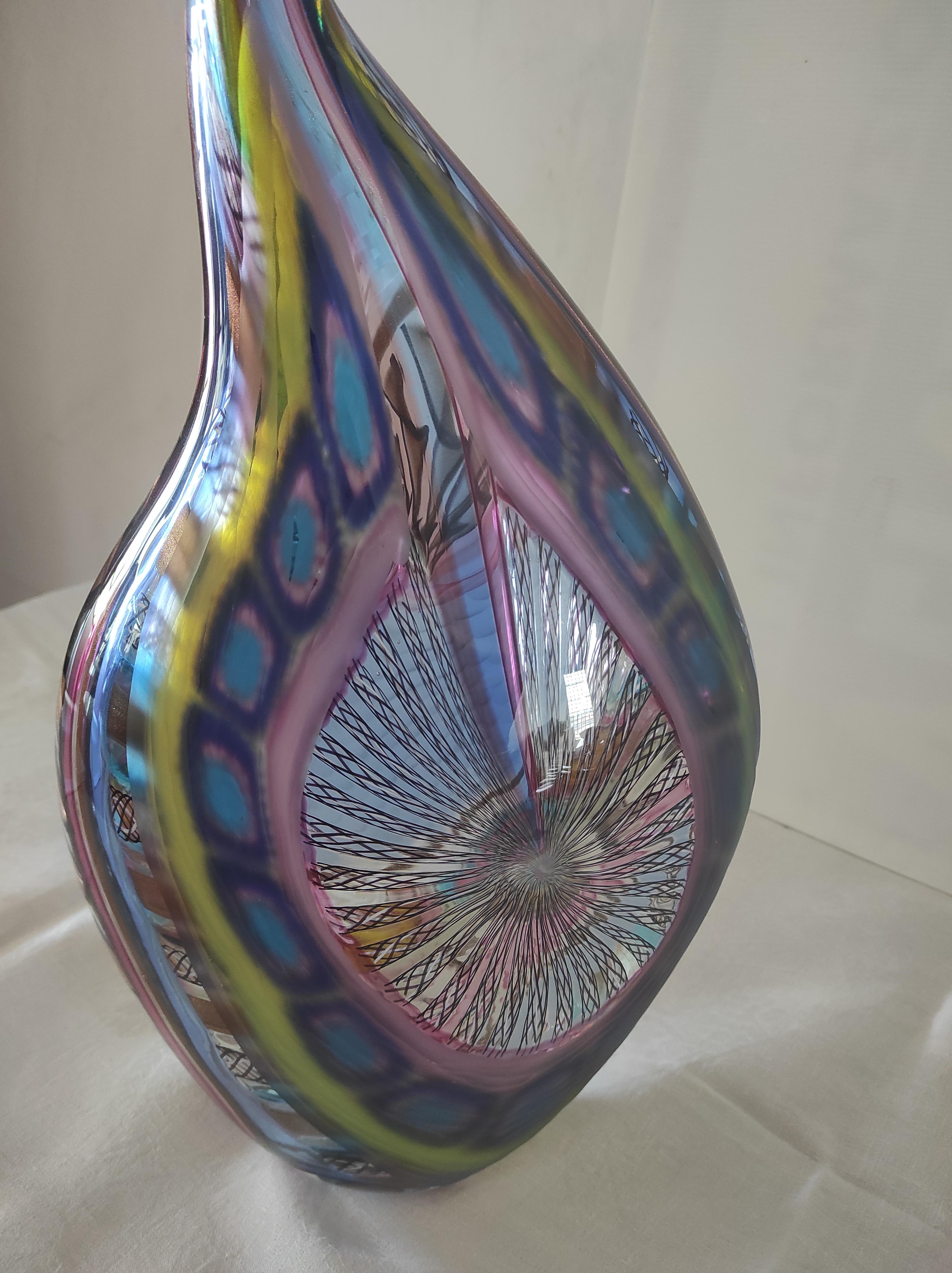 Modern Blown glass vase to aspire lilac For Sale