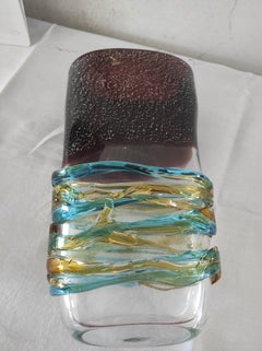 Blown glass vase with wires