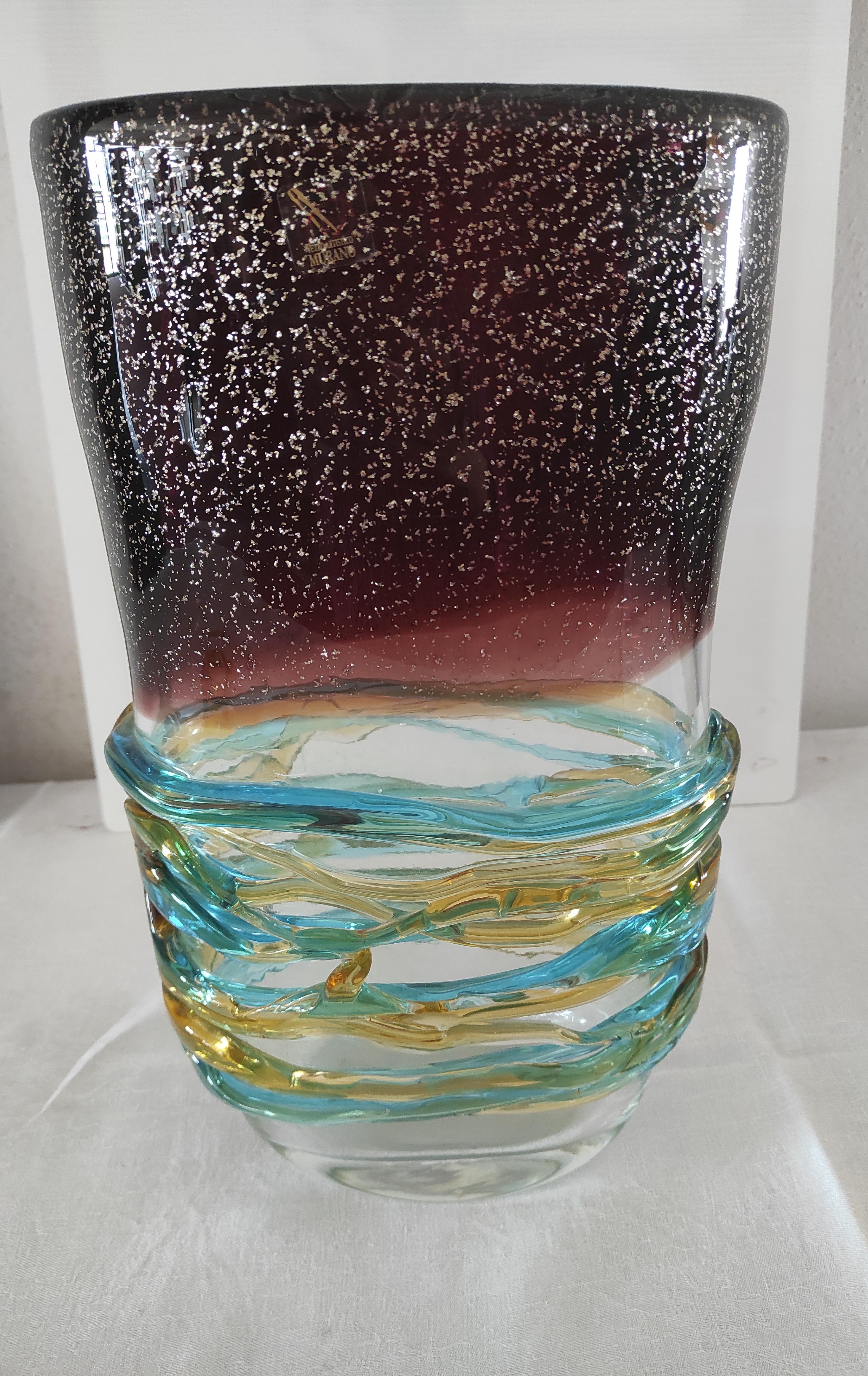 Blown glass vase with wires For Sale 2