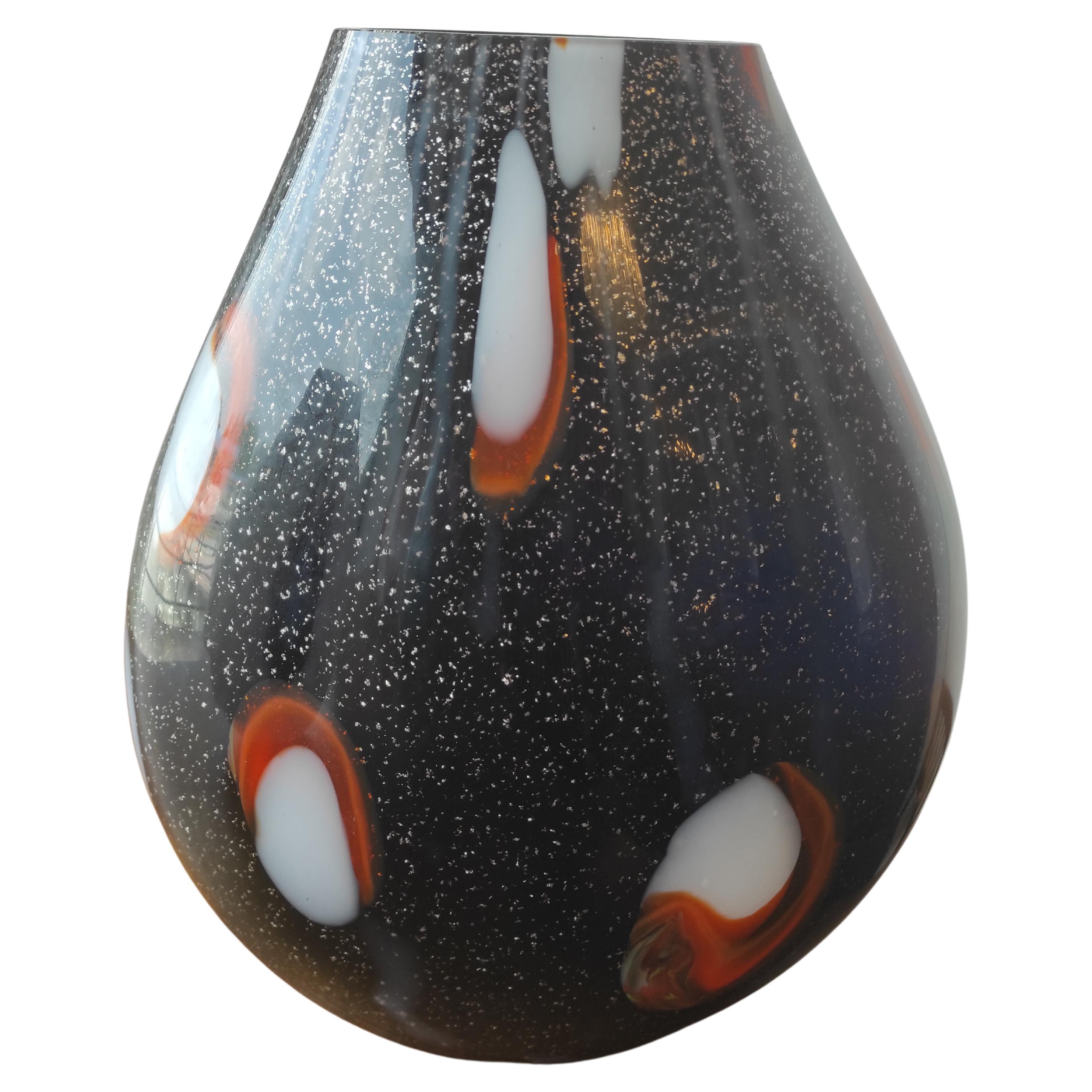 Blown glass vase with murrine For Sale