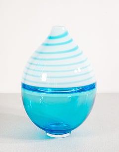 Blown glass vase design Paolo CREPAX. Large blue version. 1990s