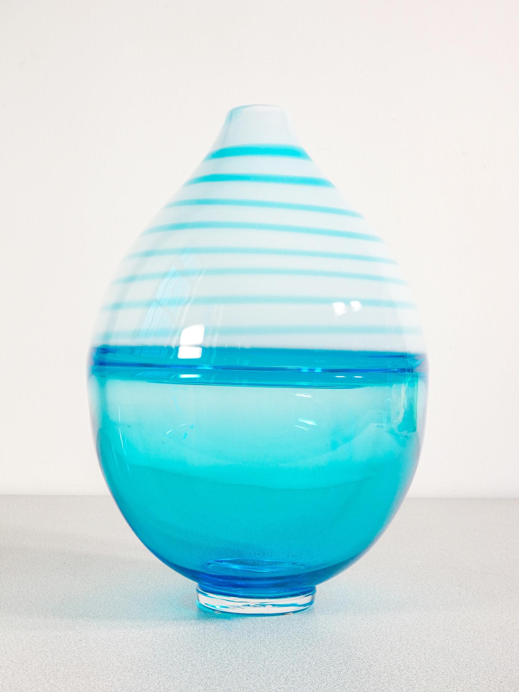 Vaso in vetro soffiato design Paolo CREPAX. Versione azzurra grande. Anni 90 in vendita 1