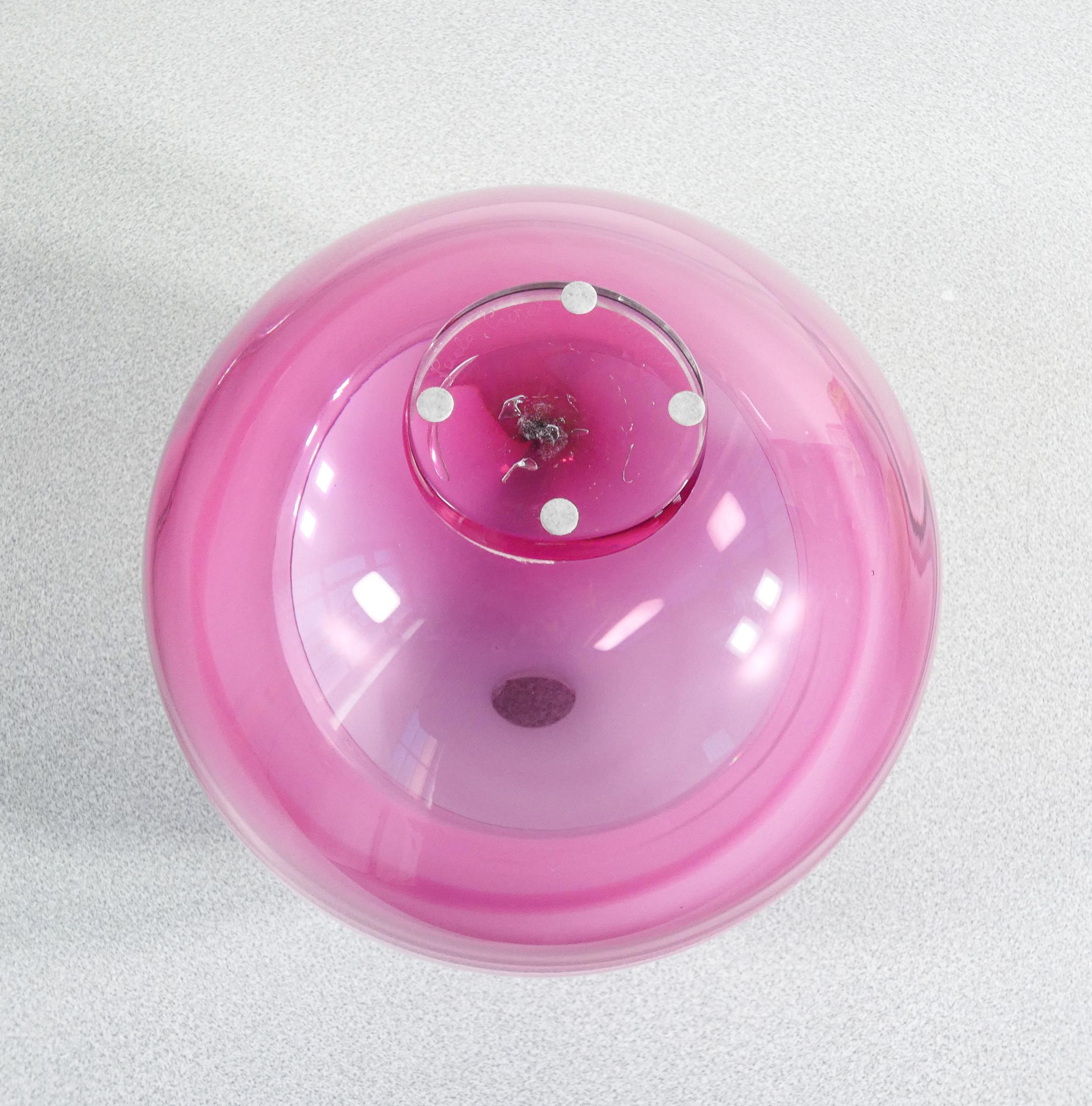 Blown glass vase design Paolo CREPAX. Pink version. 1990s For Sale 1