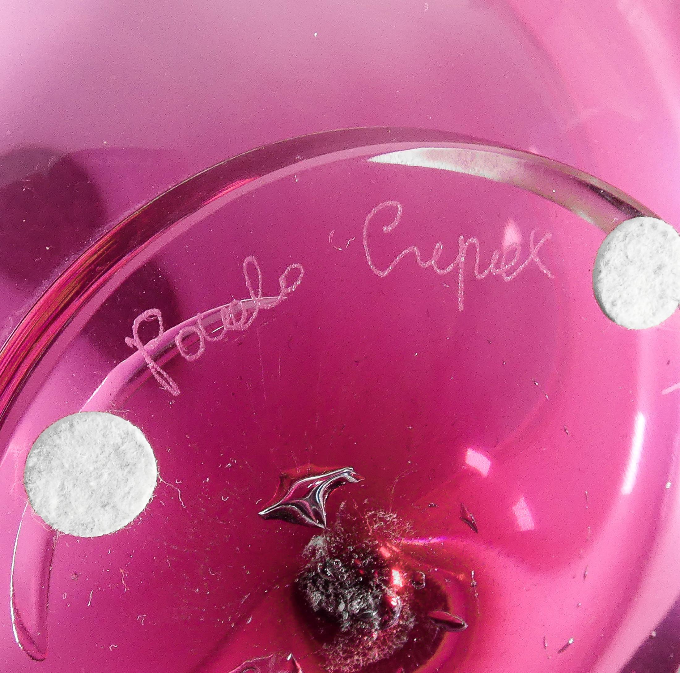 Blown glass vase design Paolo CREPAX. Pink version. 1990s For Sale 2