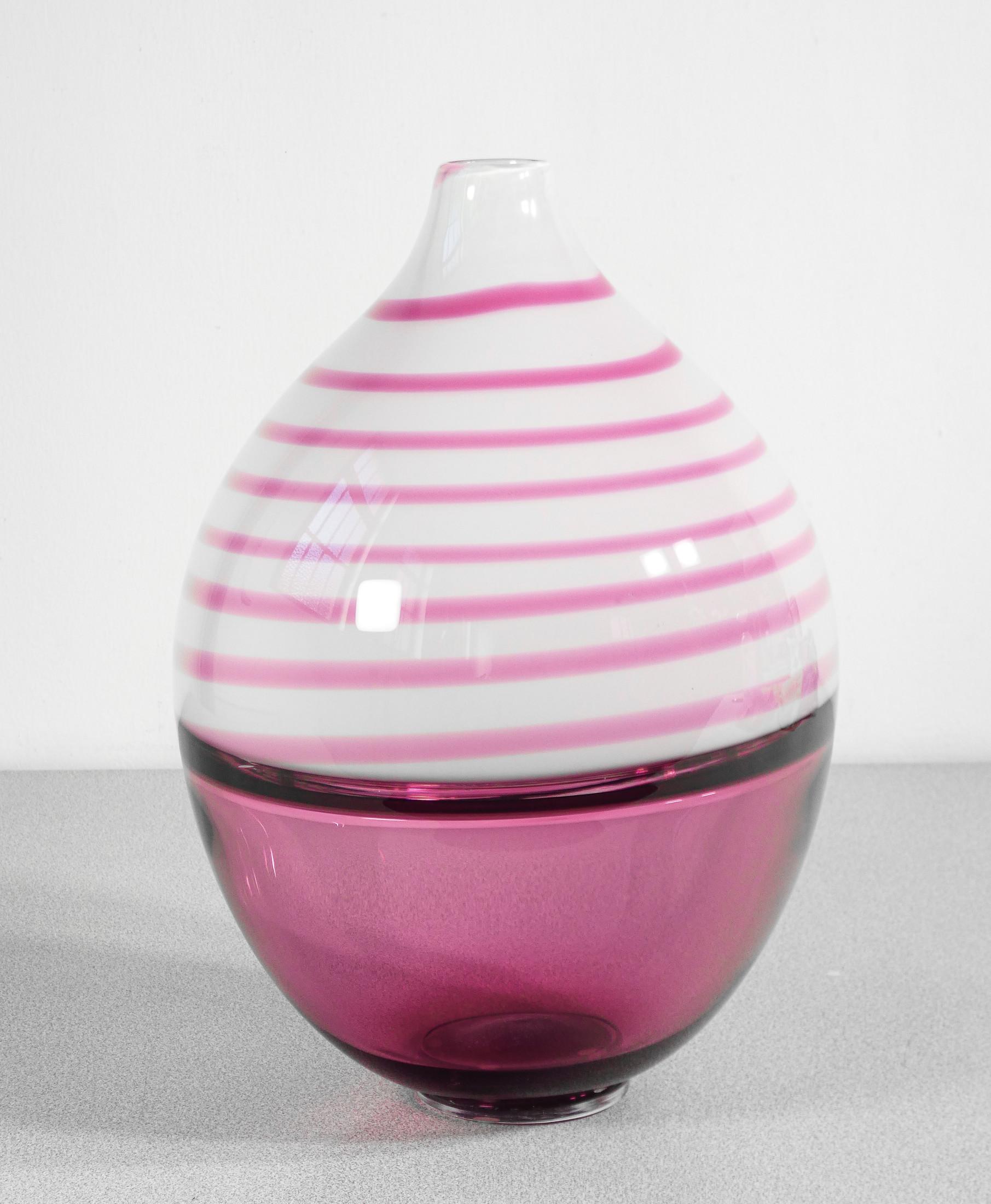 Vase en verre soufflé design Paolo CREPAX. Version rose grand format. 1990s en vente 2