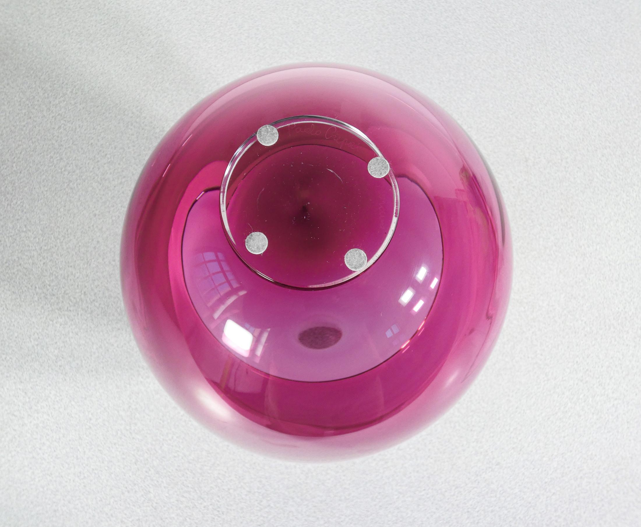 Vase en verre soufflé design Paolo CREPAX. Version rose grand format. 1990s en vente 3