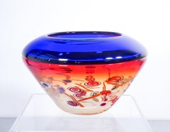 Jarrón de cristal soplado de Murano, diseño Stefano TOSO. Italia, años 90