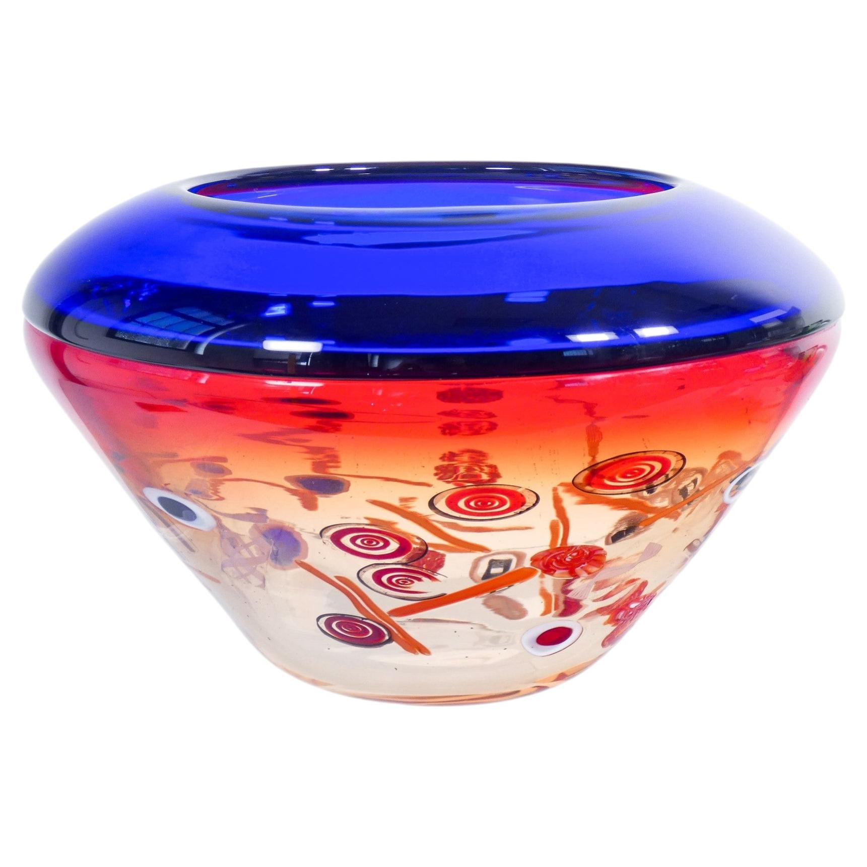 Vase en verre soufflé de Murano, design Stefano TOSO. Italie, années 90 en vente
