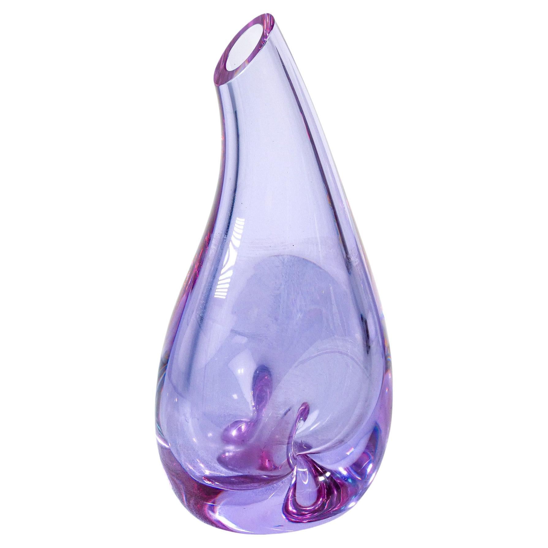 Vase aus geblasenem Glas SEVRES, schillernde Farbe. Frankreich, 1980er Jahre