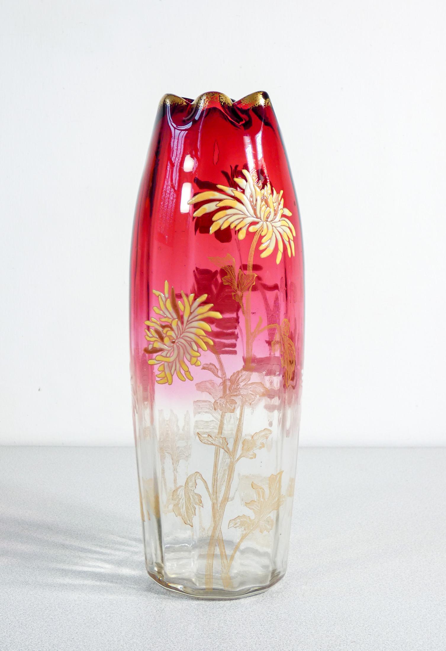 Vaso in vetro soffiato dipinto a mano LEGRAS. Francia, XX secolo in vendita 5