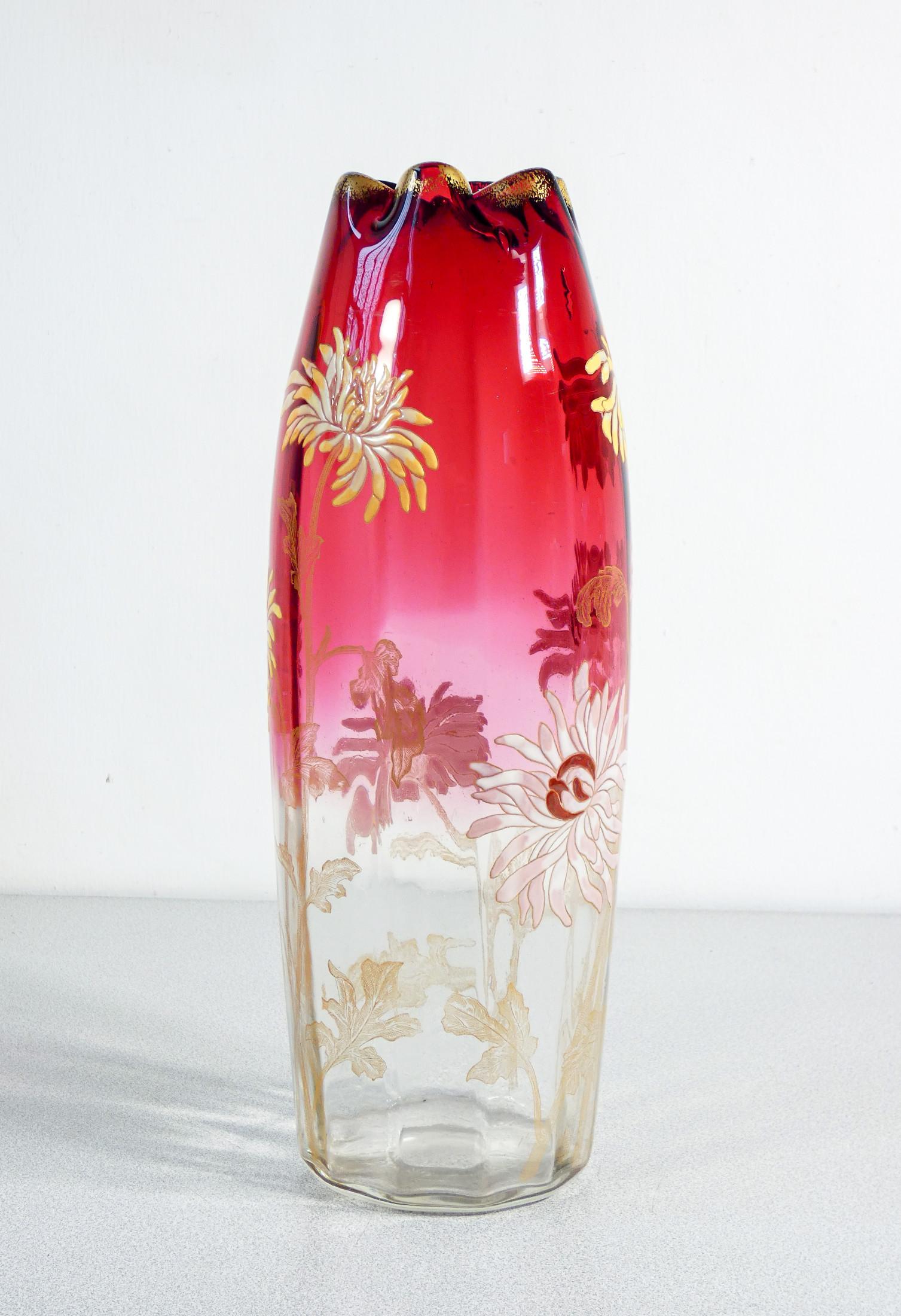 Vaso in vetro soffiato dipinto a mano LEGRAS. Francia, XX secolo in vendita 6