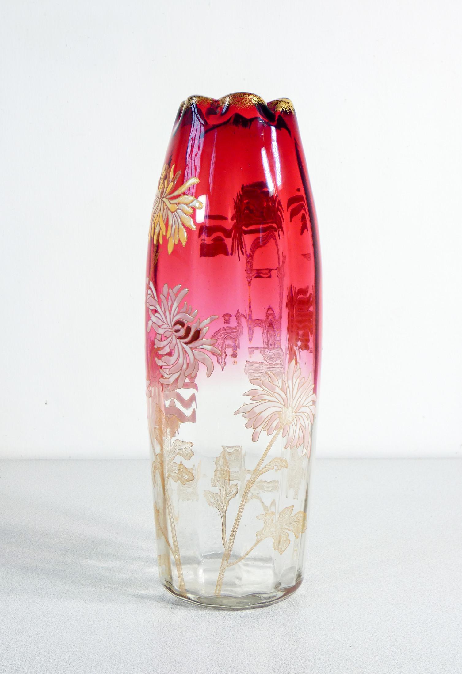 Vaso in vetro soffiato dipinto a mano LEGRAS. Francia, XX secolo in vendita 3