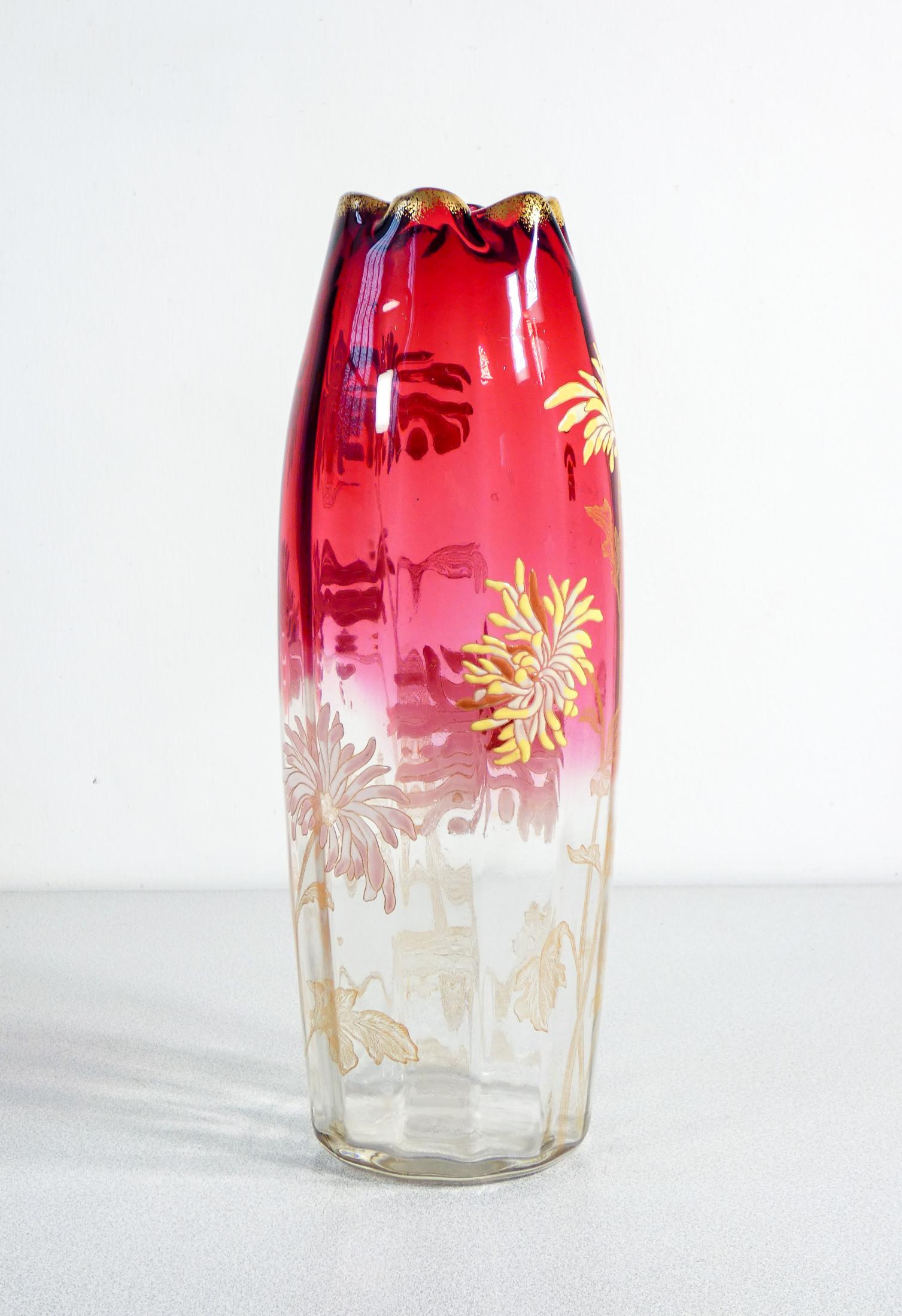 Vaso in vetro soffiato dipinto a mano LEGRAS. Francia, XX secolo in vendita 4
