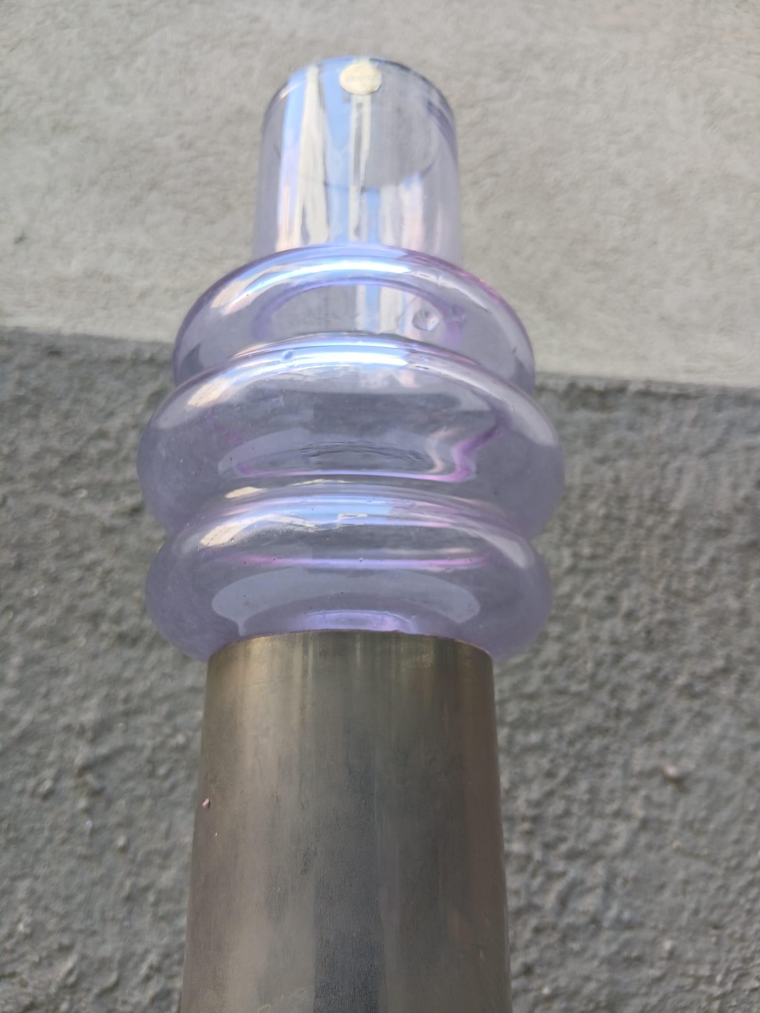 Vase aus geblasenem Glas und silbernem Metall - Kristallglas (Deutschland) 1960s (German) im Angebot