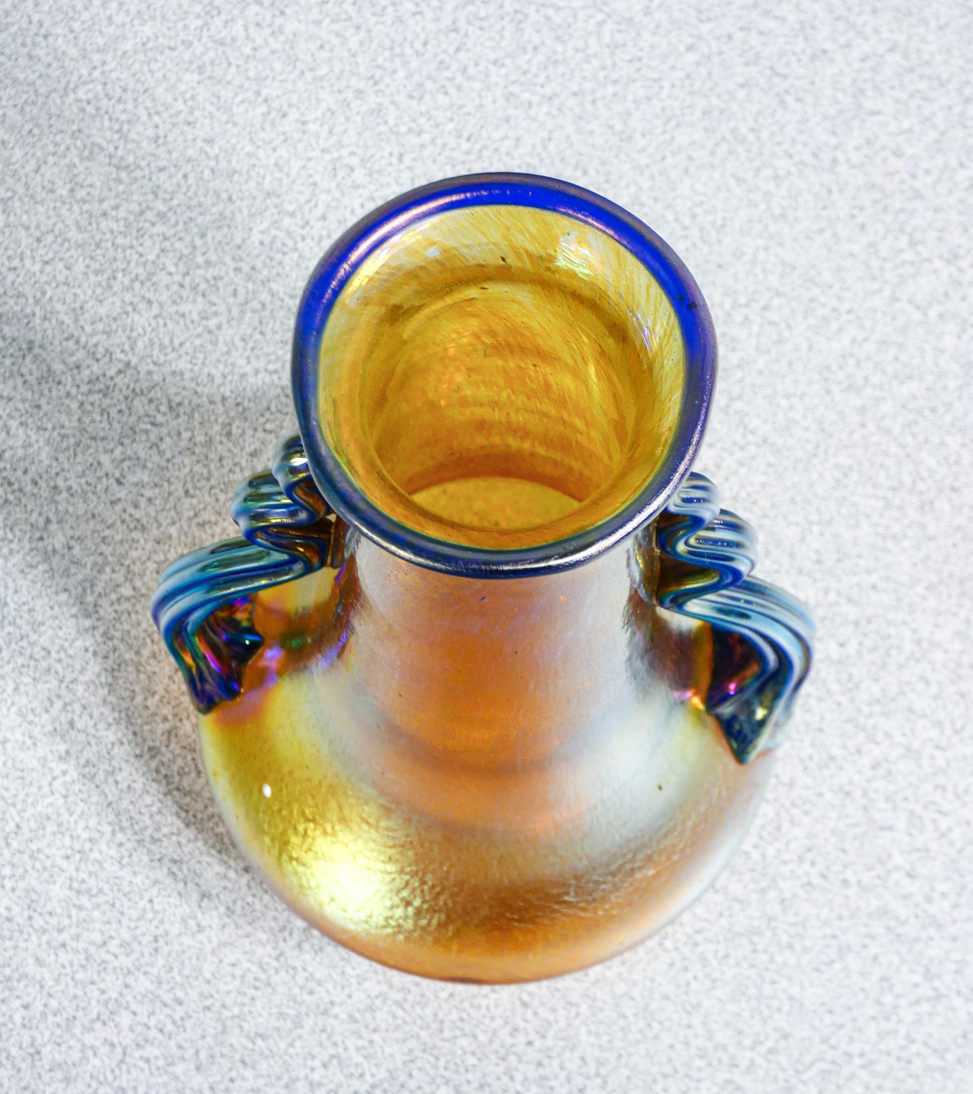 LOETZ Austria iridescent blown glass vase, signed on bottom. 1900s For Sale 1