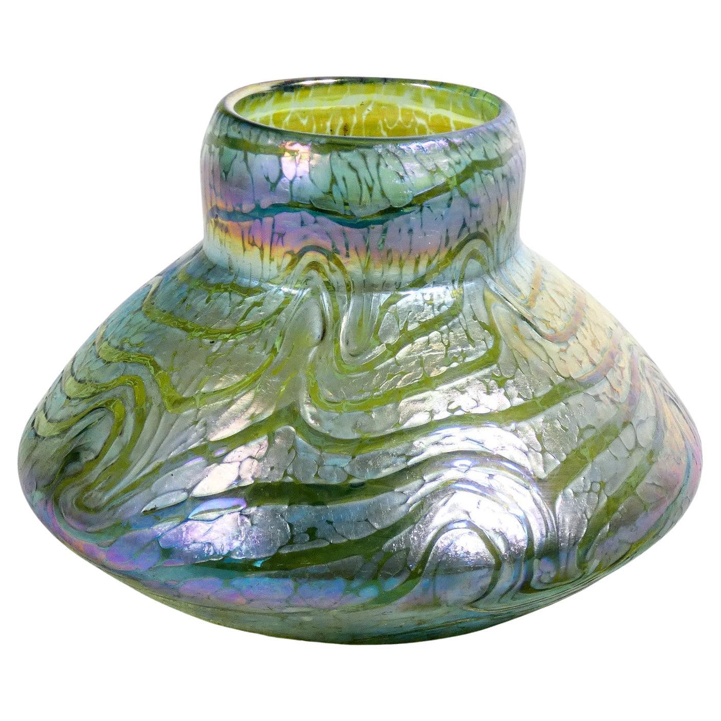 LOETZ Blue iridescent blown glass vase. Austria, 1900s