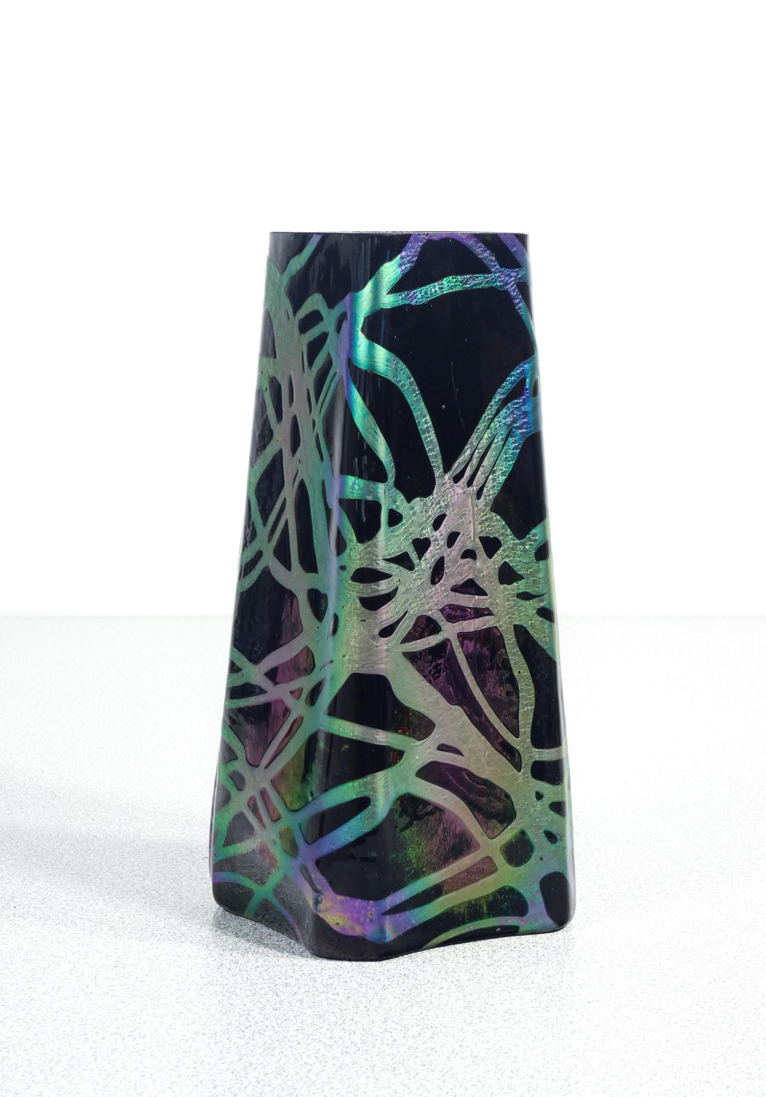 Vase en verre soufflé irisé PALLME-KÖNIG. Autriche, 10e année Bon état - En vente à Torino, IT
