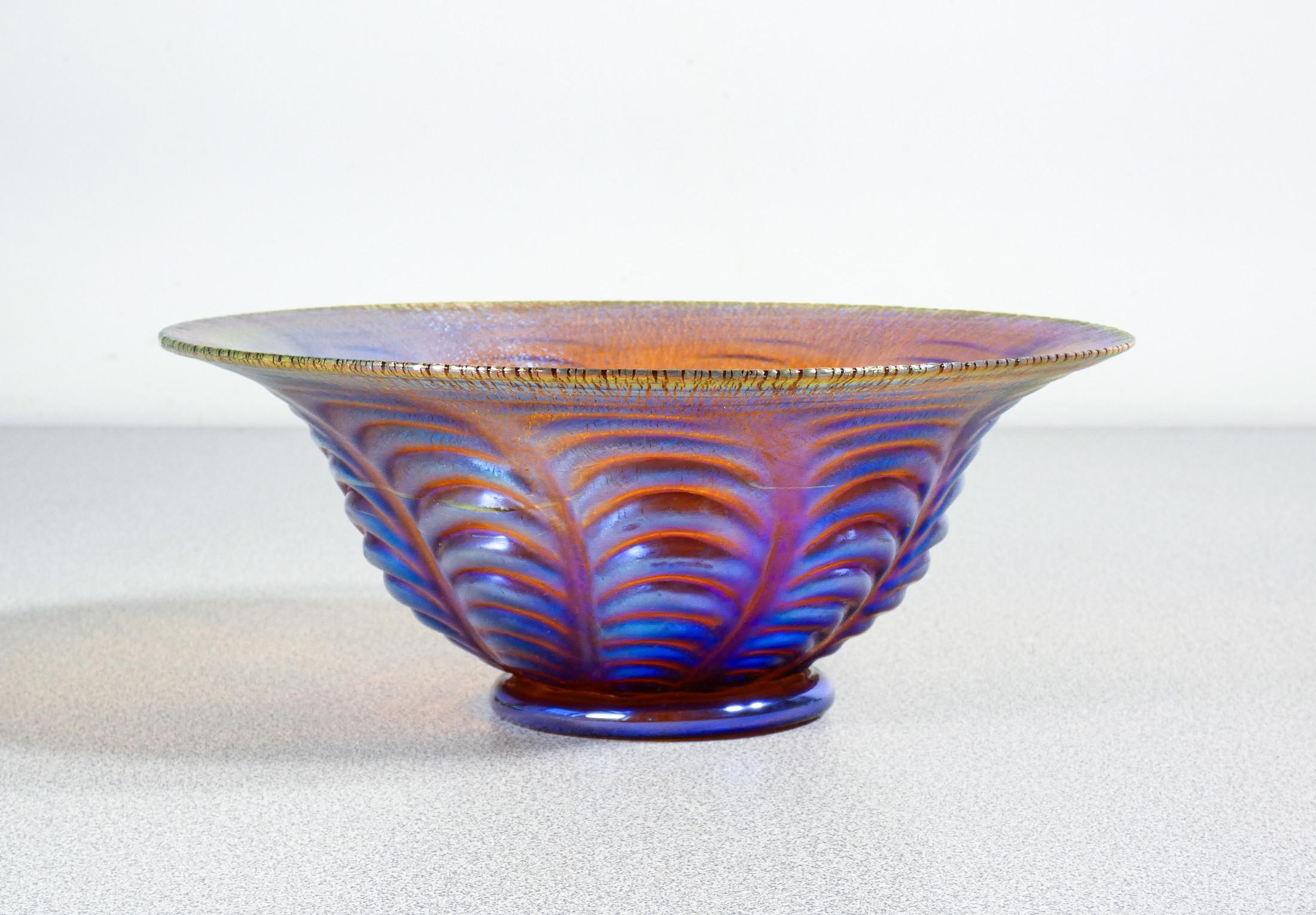 Glass WMF Myra series iridescent blown glass vase. Germany, 1920s/30s For Sale