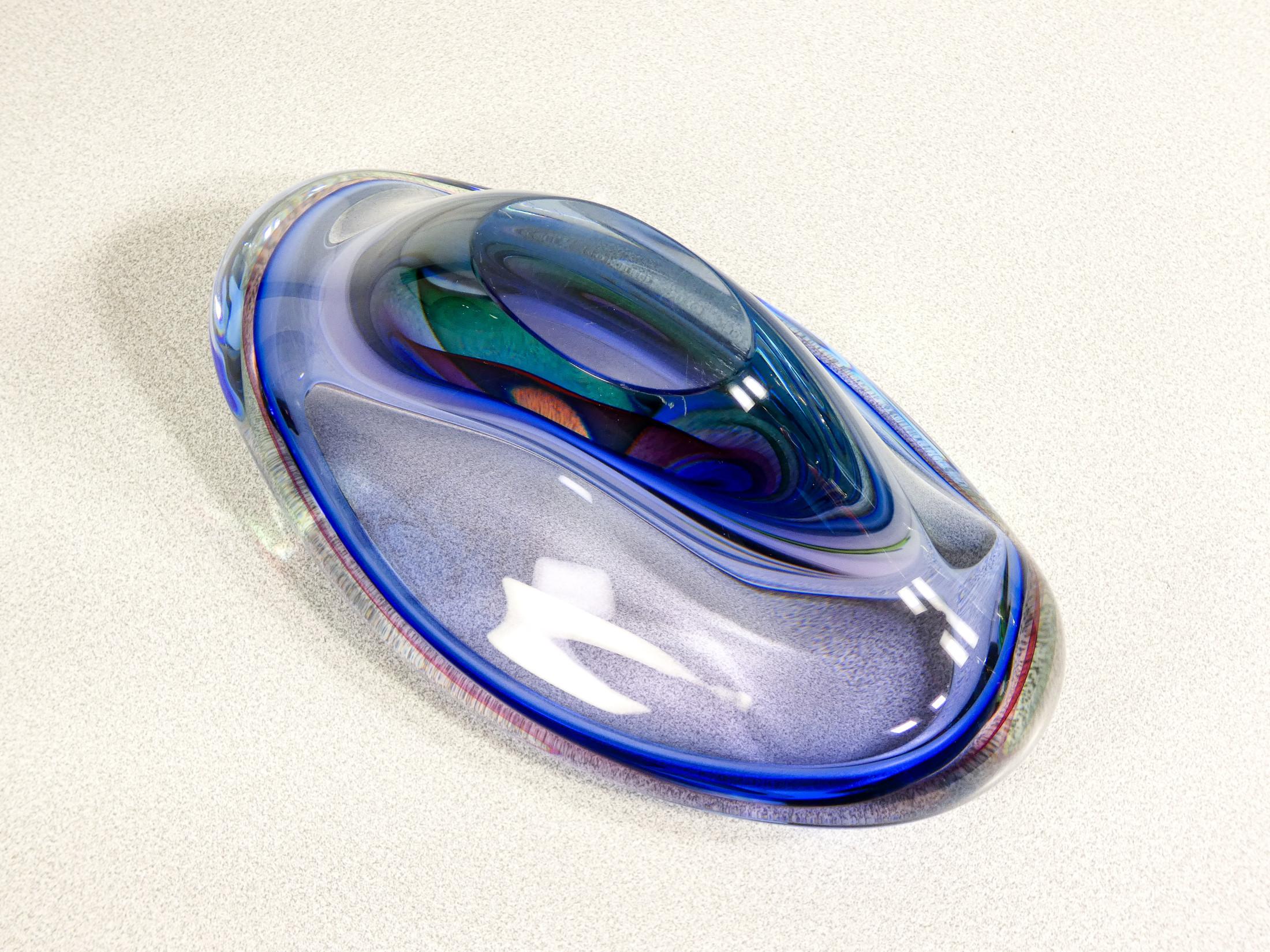 Murano polychrome blown glass vase, Submerged series by Franco SCHIAVON. For Sale 6