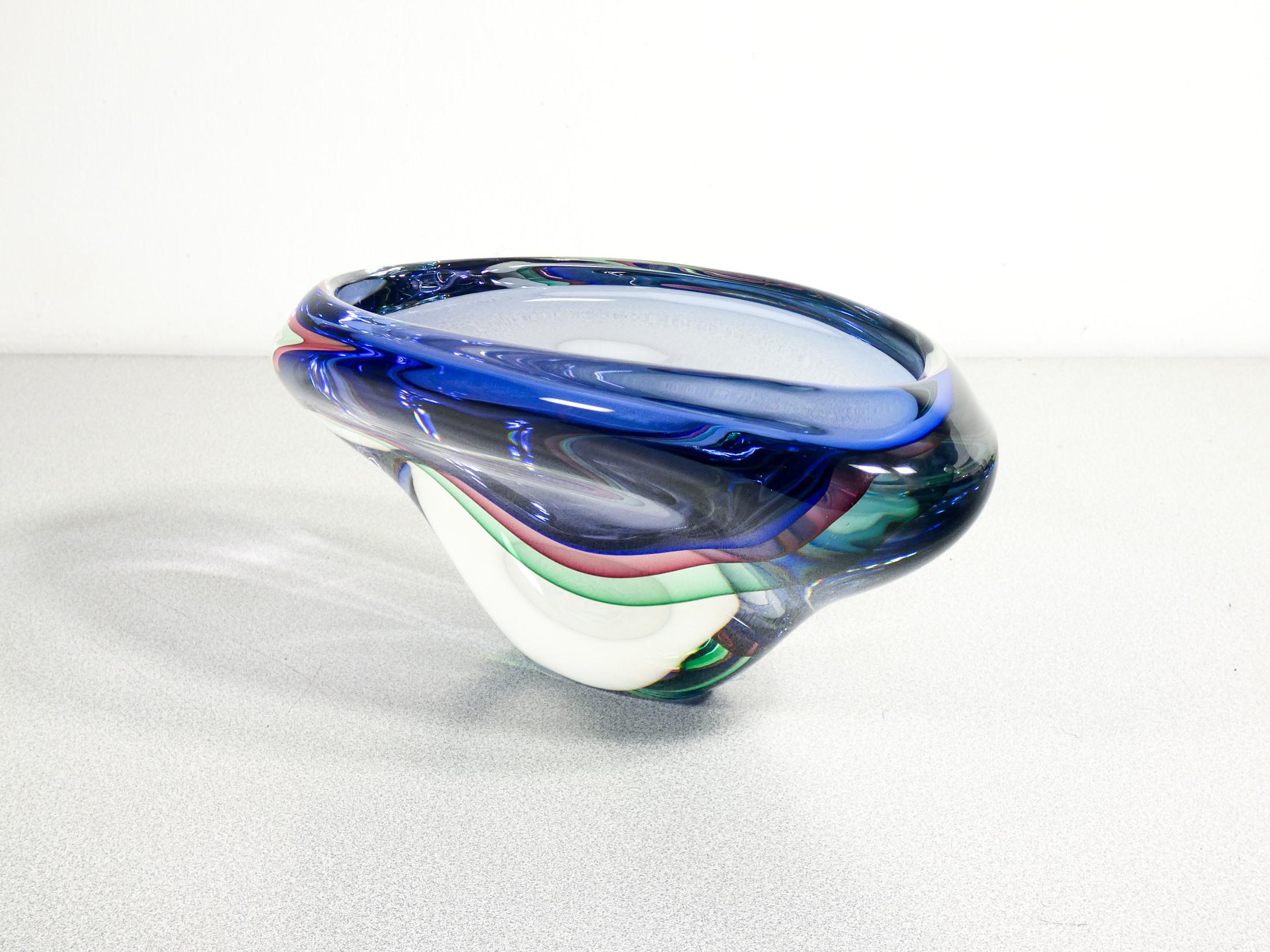 Murano polychrome blown glass vase, Submerged series by Franco SCHIAVON. For Sale 1