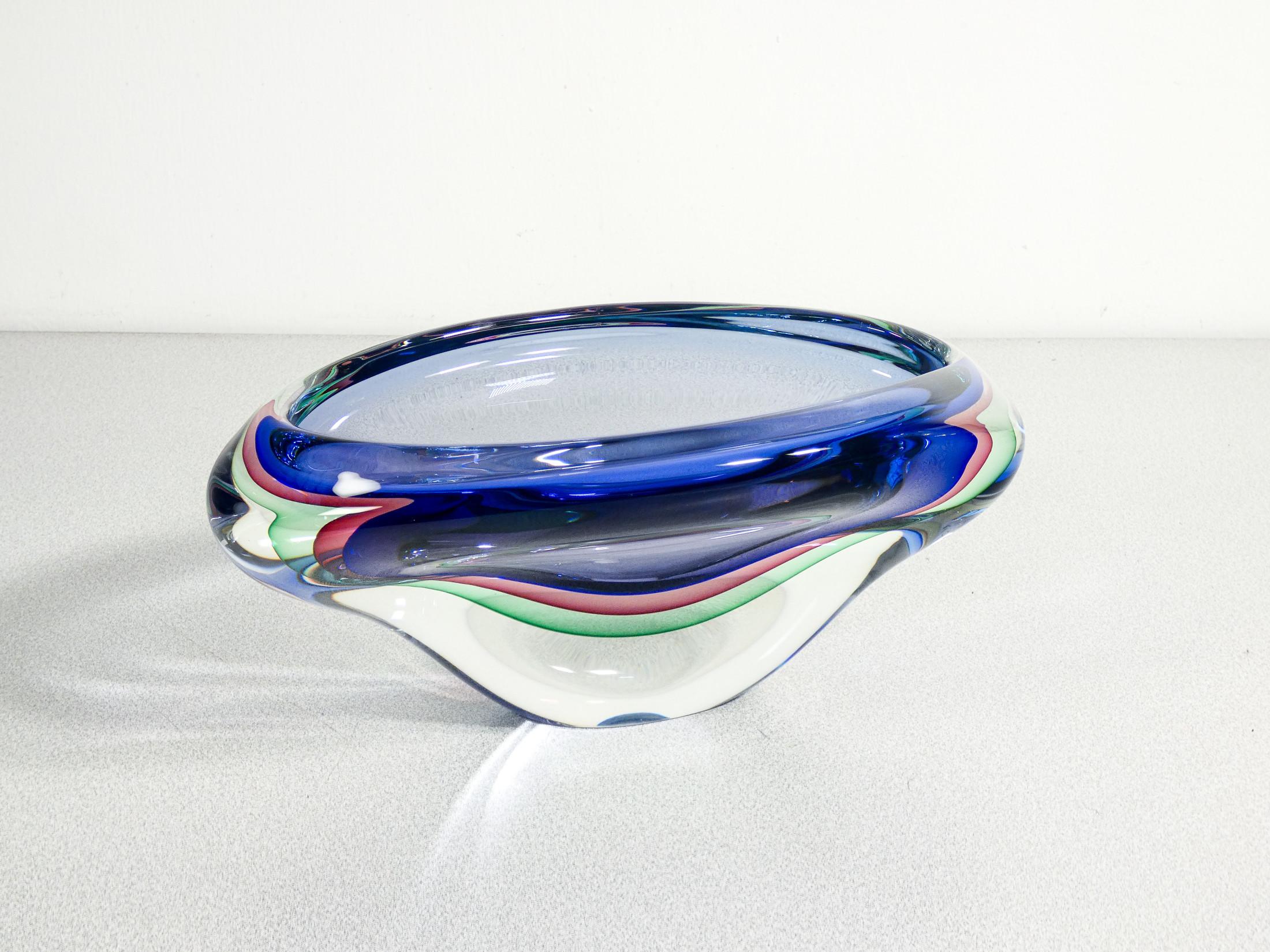 Murano polychrome blown glass vase, Submerged series by Franco SCHIAVON. For Sale 3
