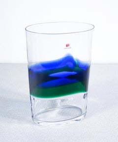 Vaso in vetro soffiato policromo firmato Carlo MORETTI. Italia, Anni 70