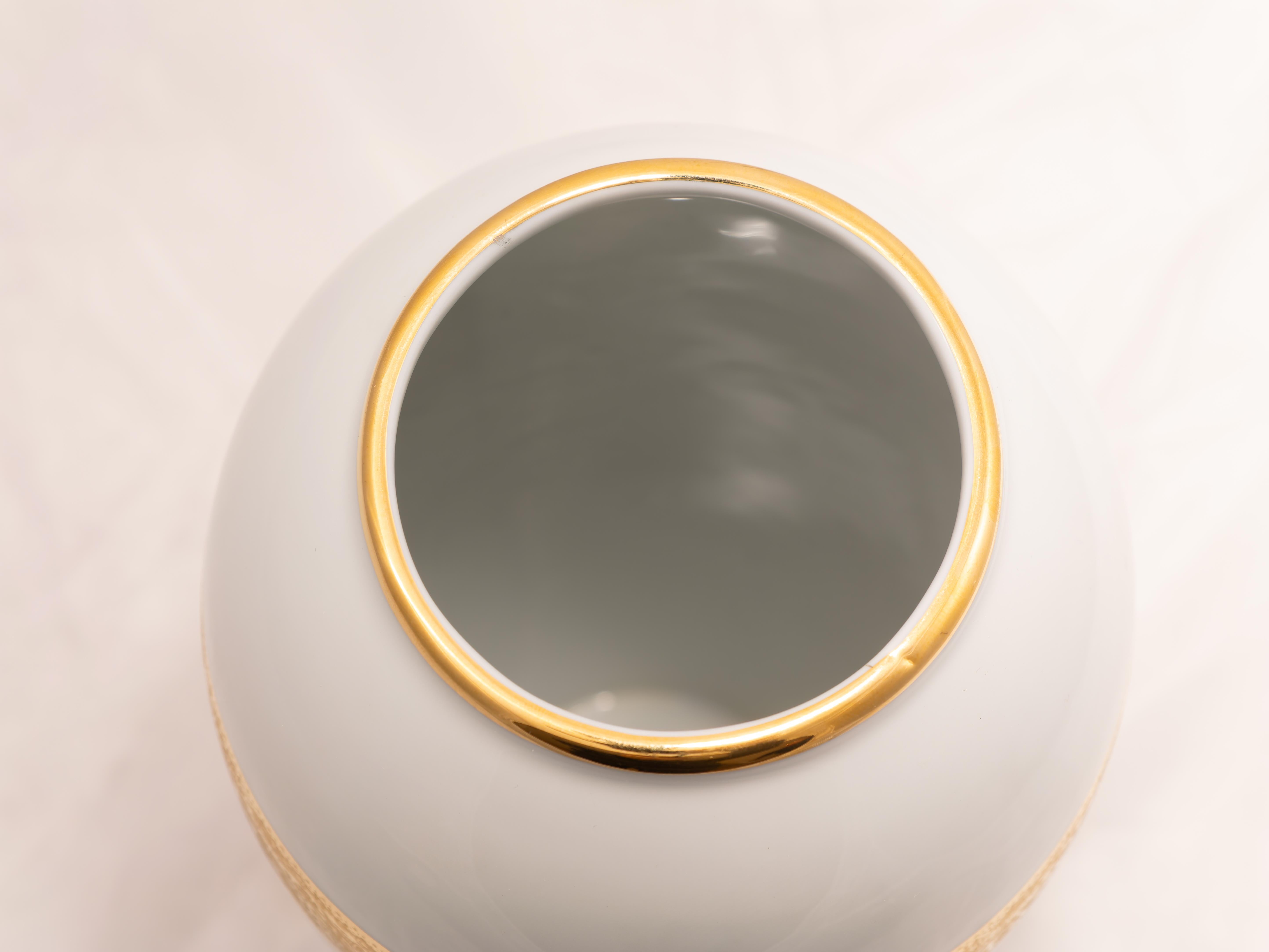 French LIMOGES hand-painted porcelain vase, 1950s For Sale